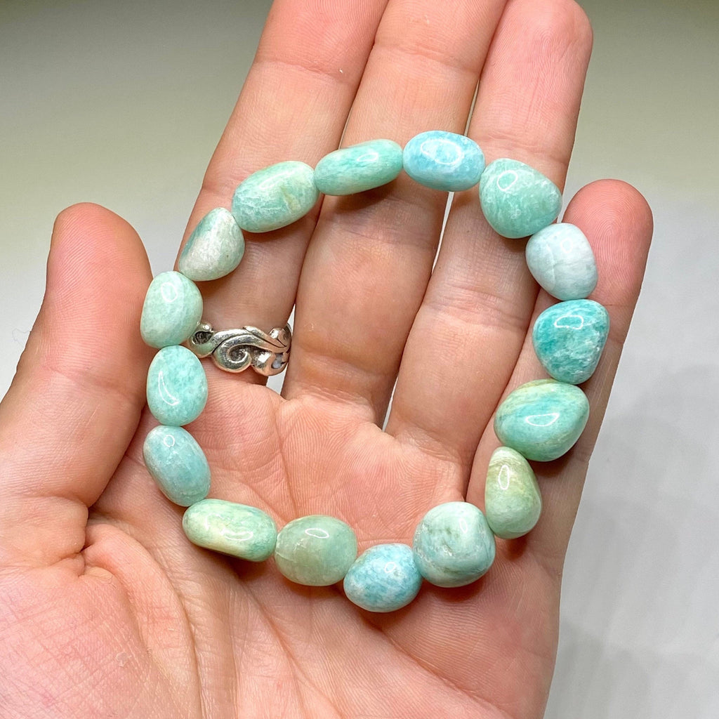 Amazonite Crystal Bracelet: Tumbled Gemstone Beaded Bracelet