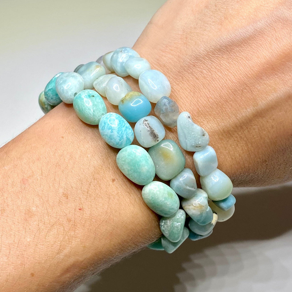 Amazonite Crystal Bracelet: Tumbled Gemstone Beaded Bracelet