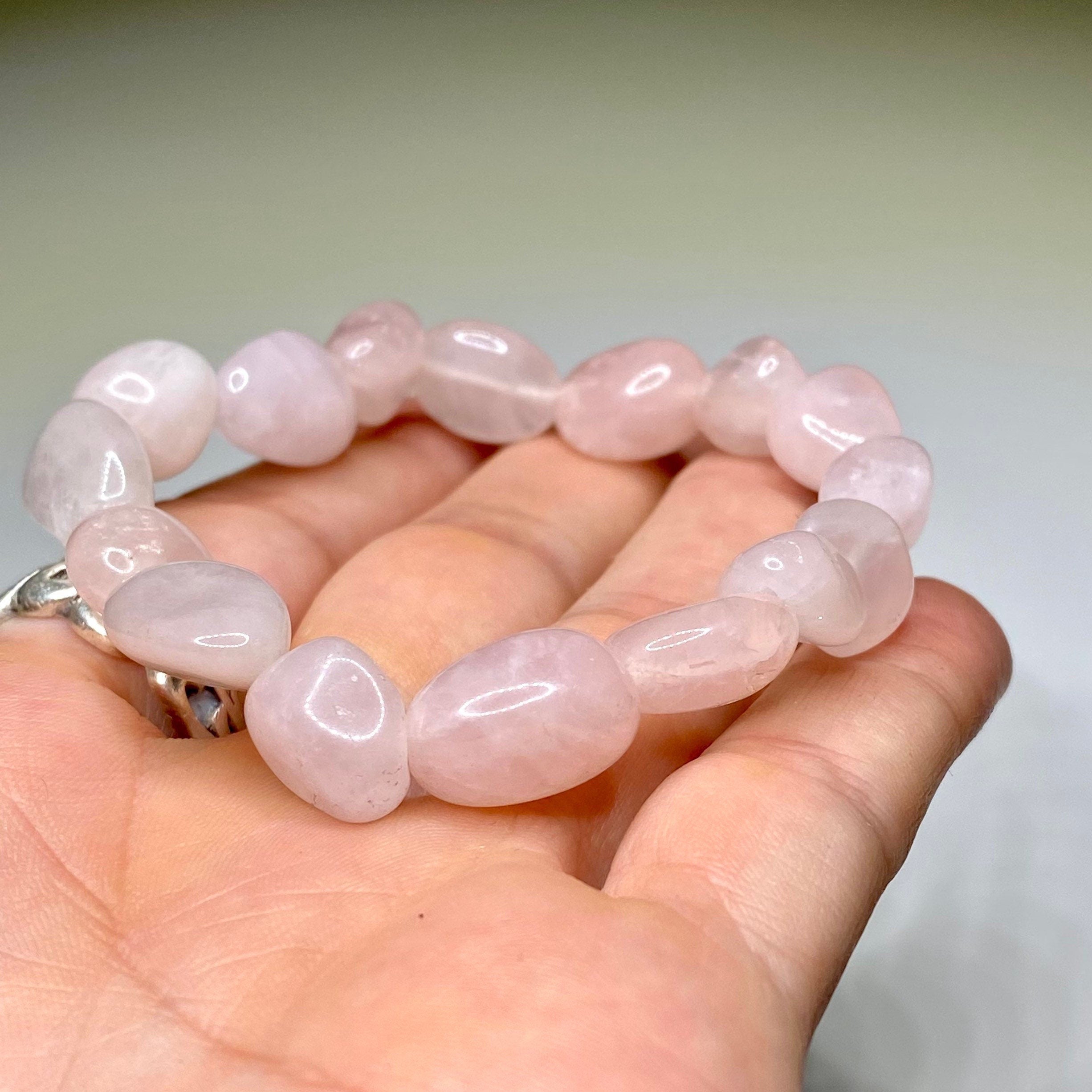 Rose Quartz Tumbled Crystal Beaded Bracelet - Emotional Healing