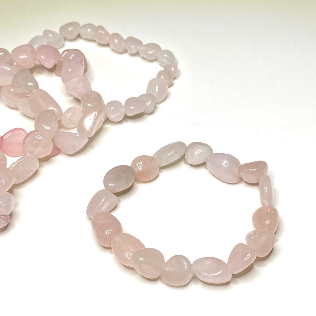Rose Quartz Tumbled Crystal Beaded Bracelet - Emotional Healing