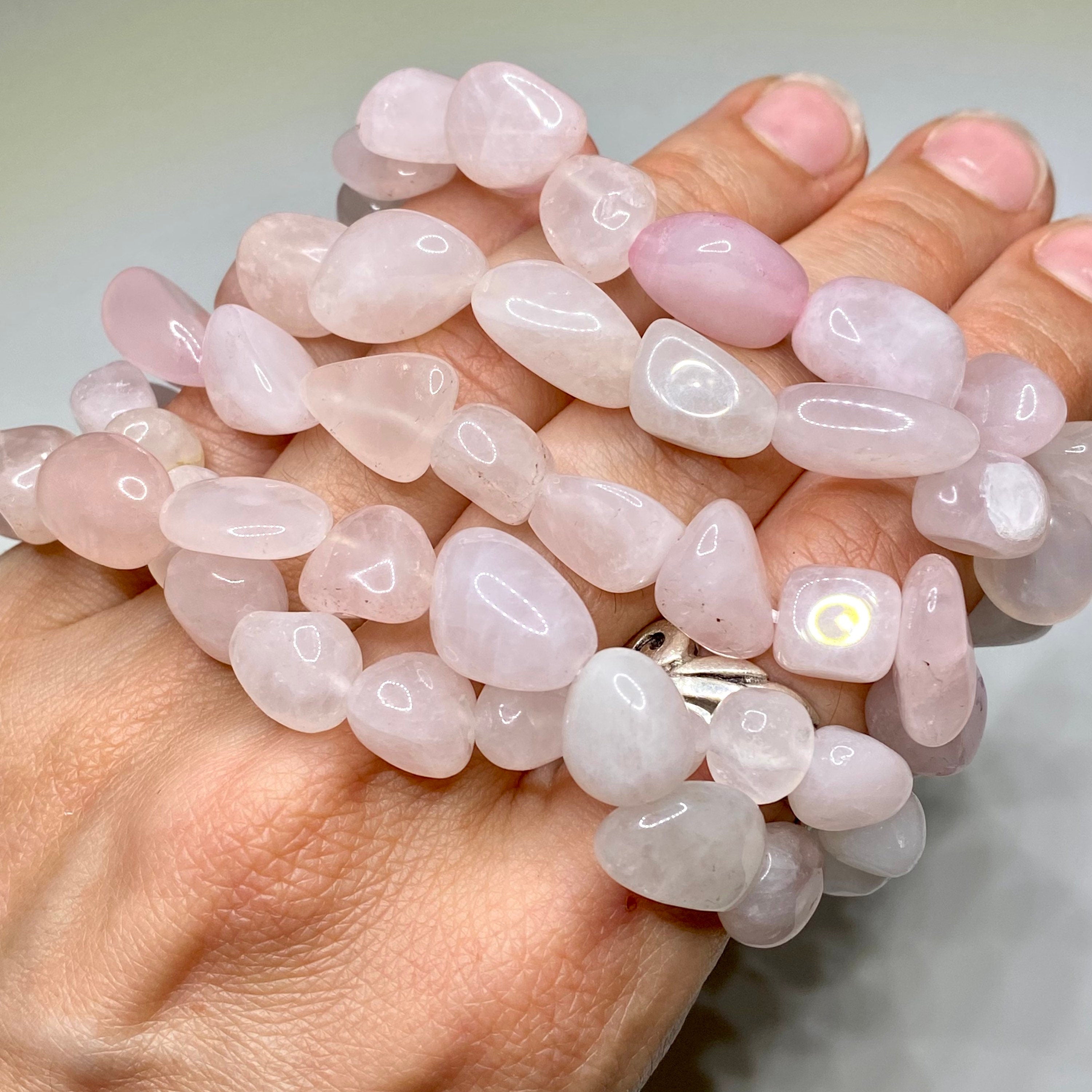 Rose Quartz Tumbled Crystal Beaded Bracelet - Emotional Healing