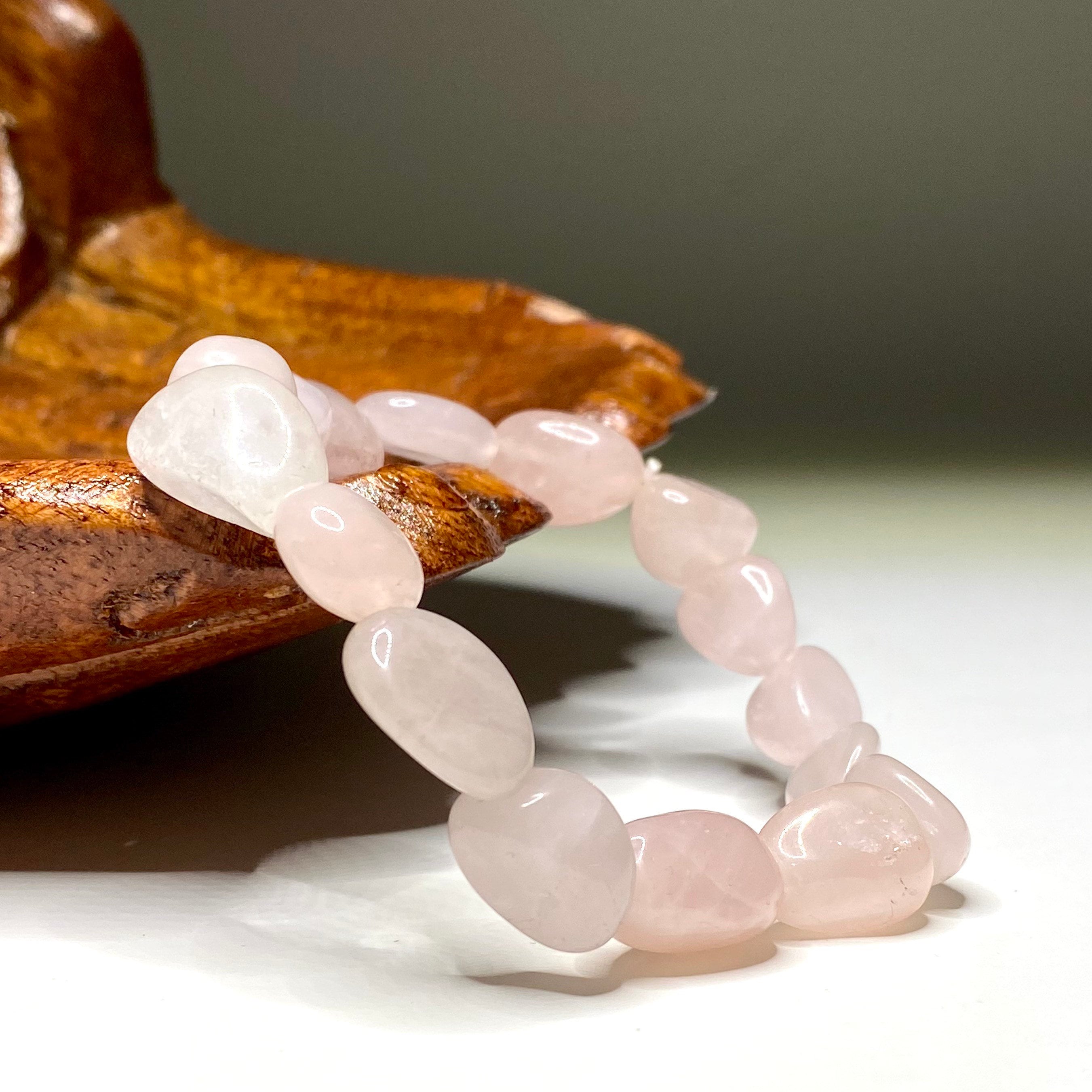 Rose Quartz Tumbled Crystal Beaded Bracelet - Emotional Healing