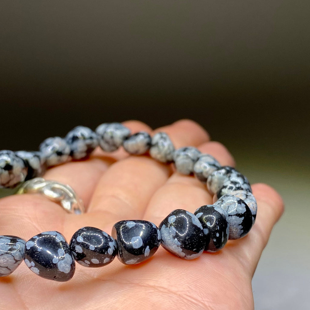 Snowflake Obsidian Crystal Bracelet: Handmade Gemstone Beaded Bracelet