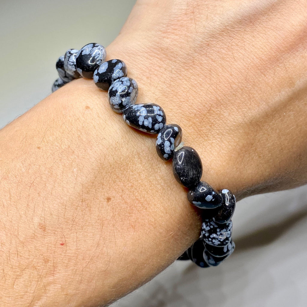 Snowflake Obsidian Crystal Bracelet: Handmade Gemstone Beaded Bracelet