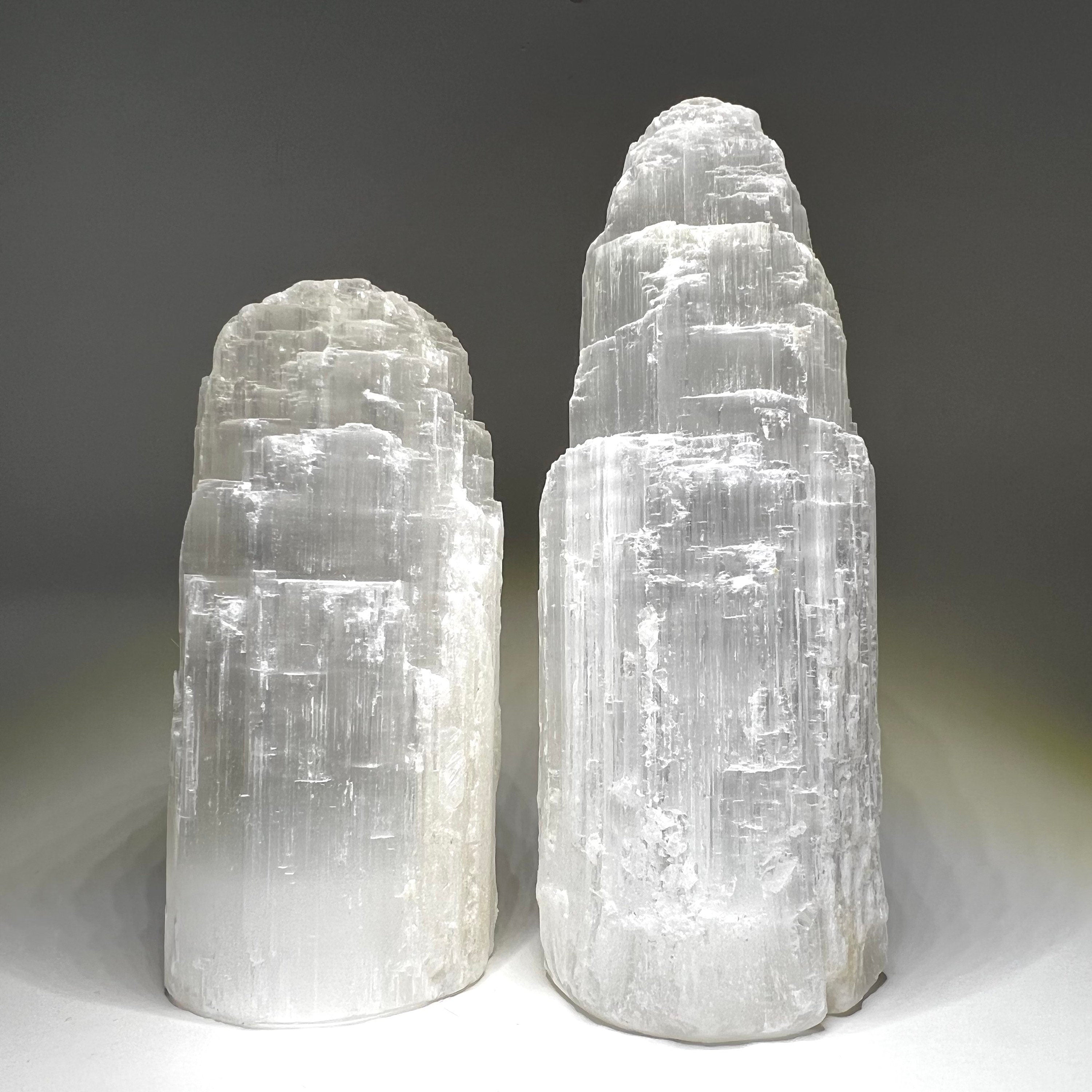 Selenite Crystal Table Lamp, Large Unique Crystal Tower, Available in Four Sizes