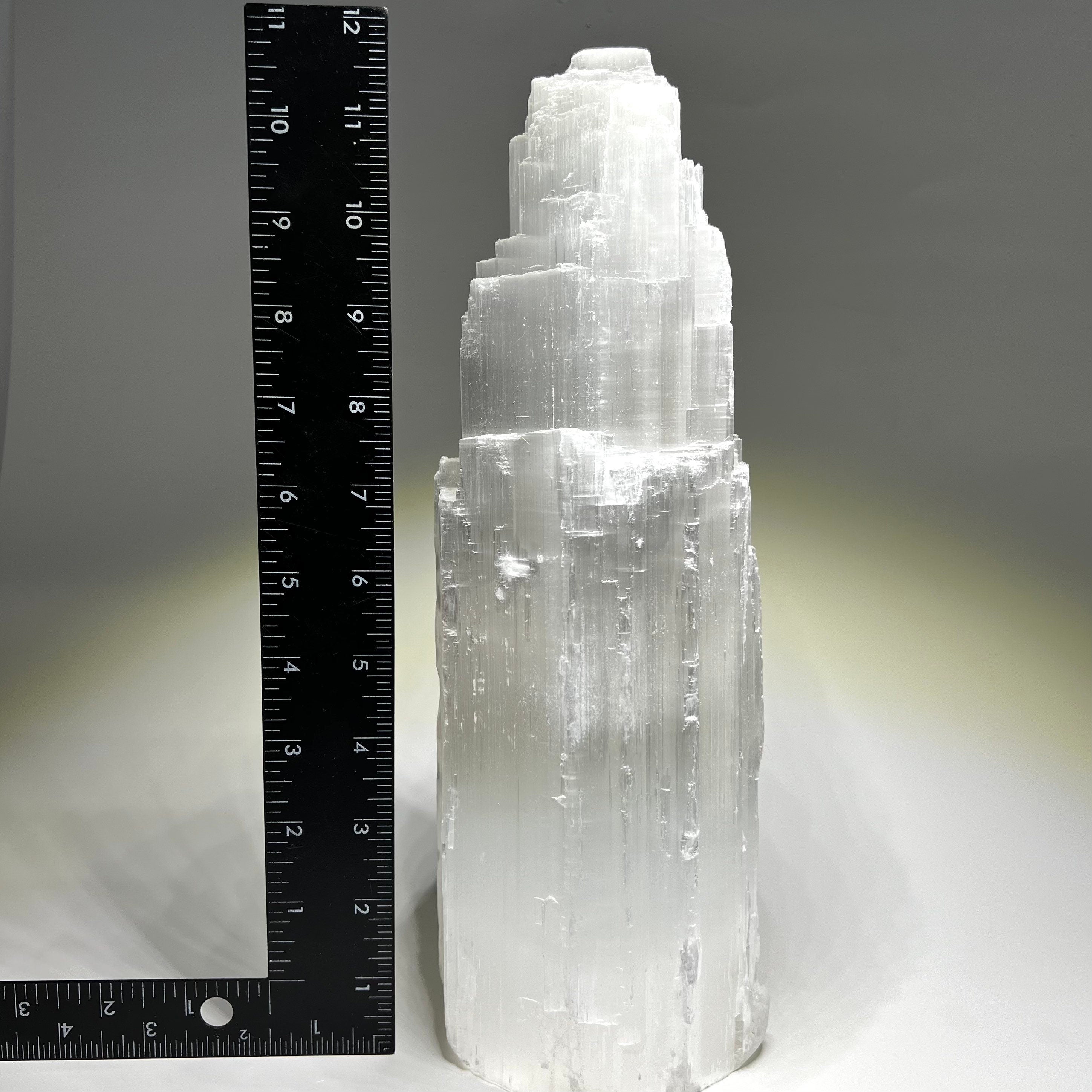 Selenite Crystal Table Lamp, Large Unique Crystal Tower, Available in Four Sizes