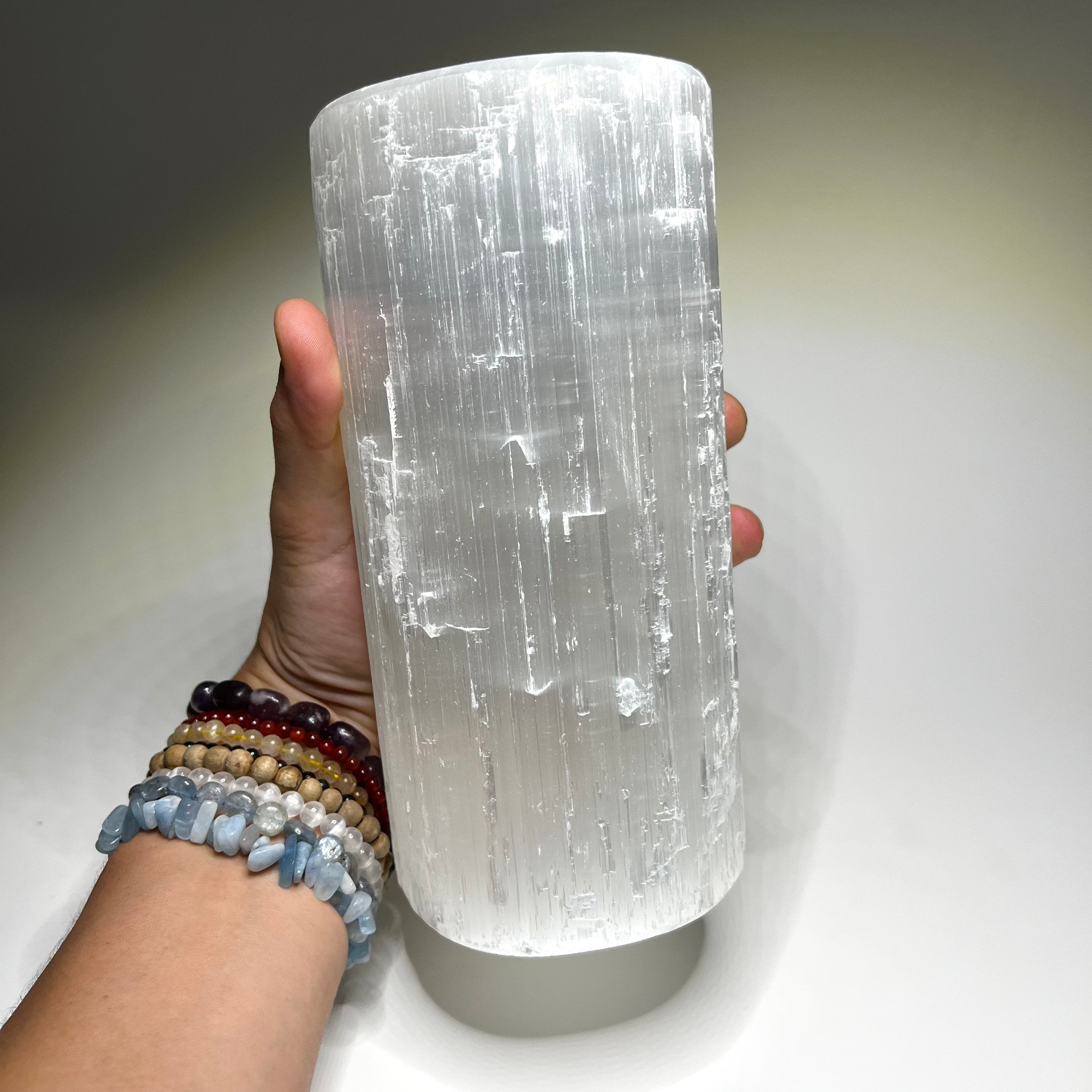 Selenite Crystal Table Lamp, Large Unique Crystal Tower, Available in Three Sizes