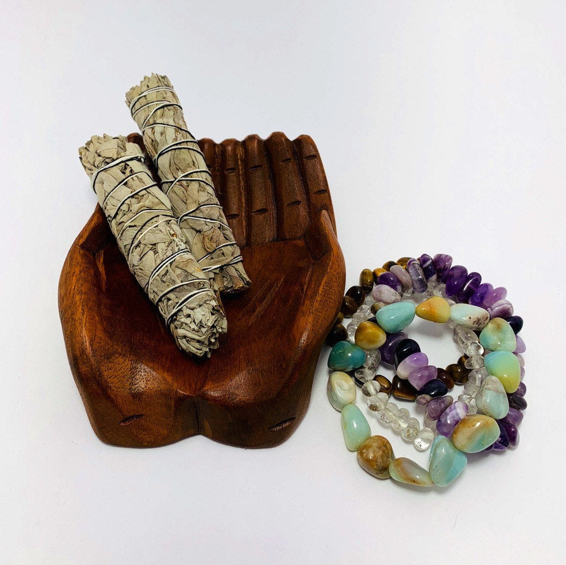 Small Wood Carved Praying Hand Shape Bowl