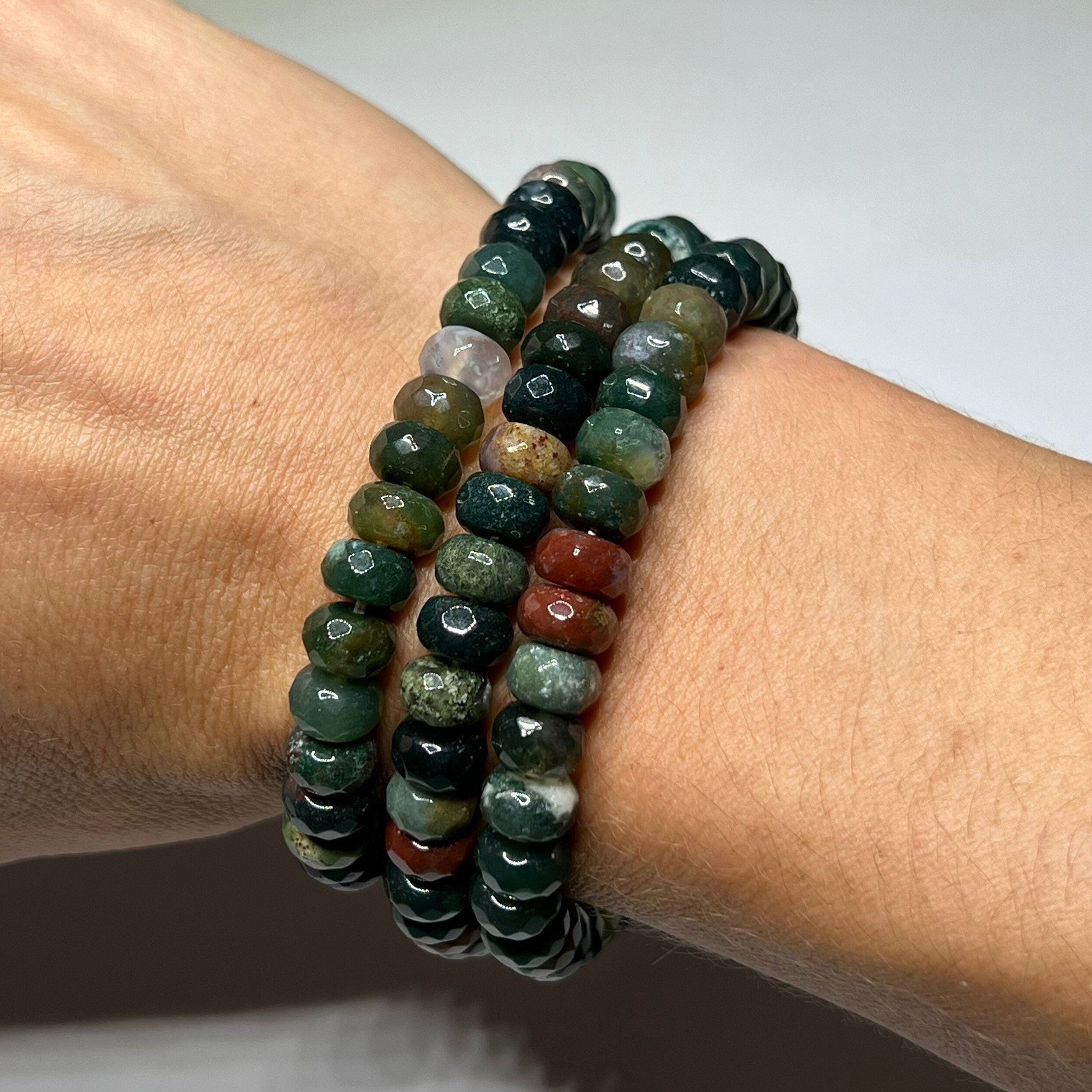 Faceted Fancy Jasper Bracelet: 8mm Rondelle Crystal Beads