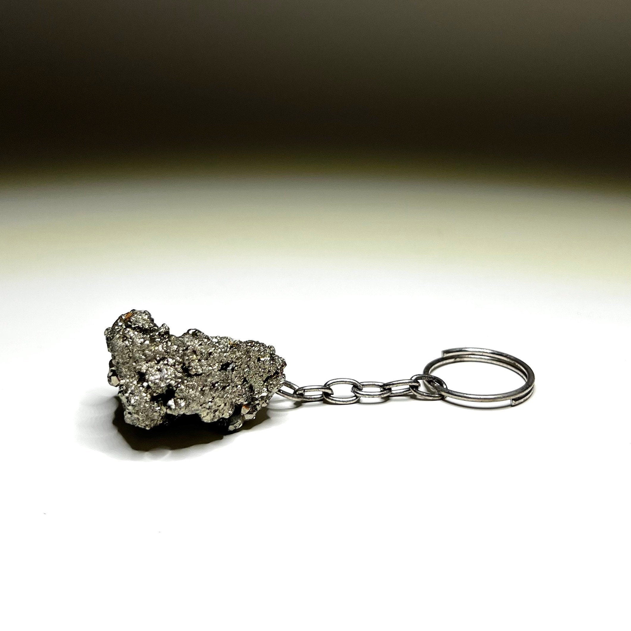 Natural Pyrite Crystal Keychain - Raw Gemstone Charm