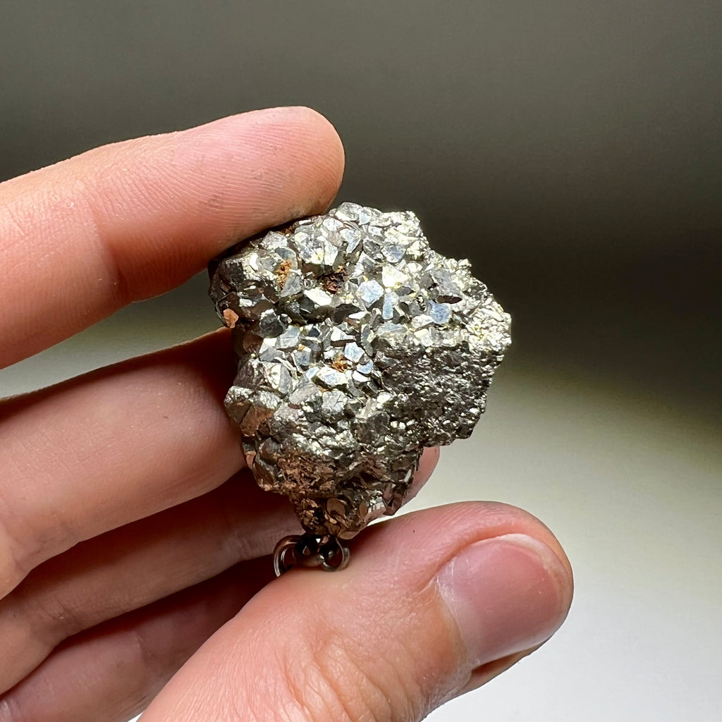 Natural Pyrite Crystal Keychain - Raw Gemstone Charm