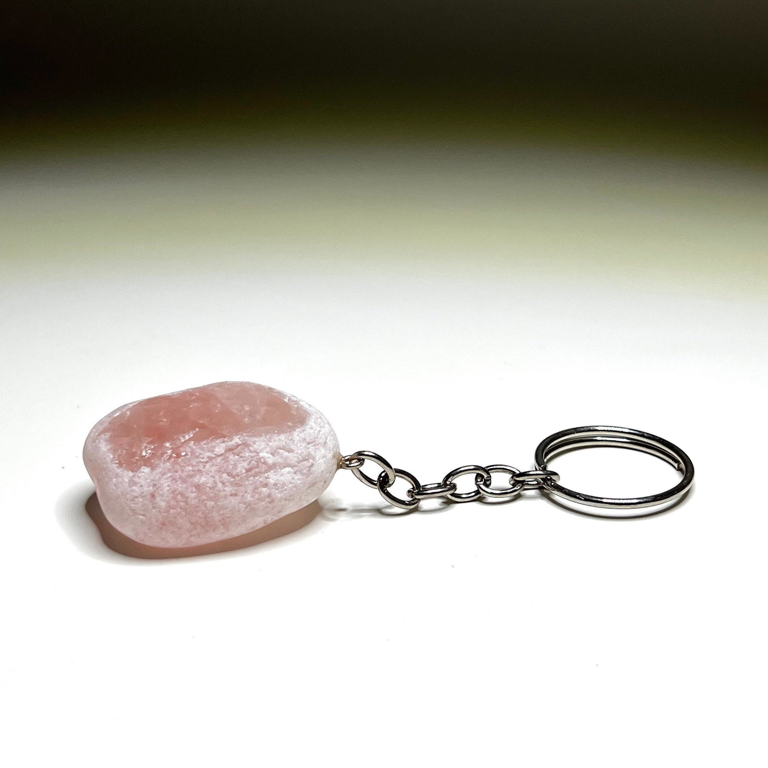 Tumbled Rose Quartz Crystal Keychain