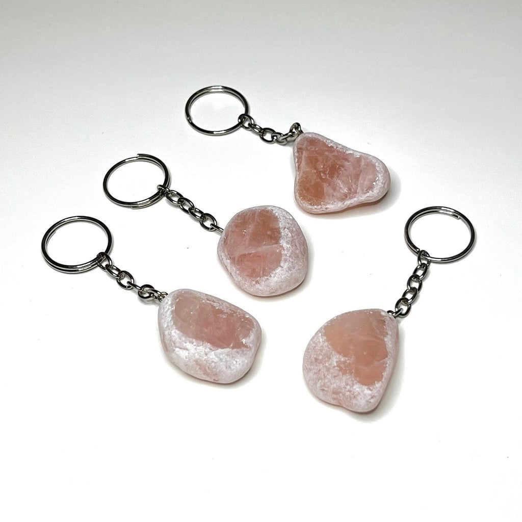 Tumbled Rose Quartz Crystal Keychain