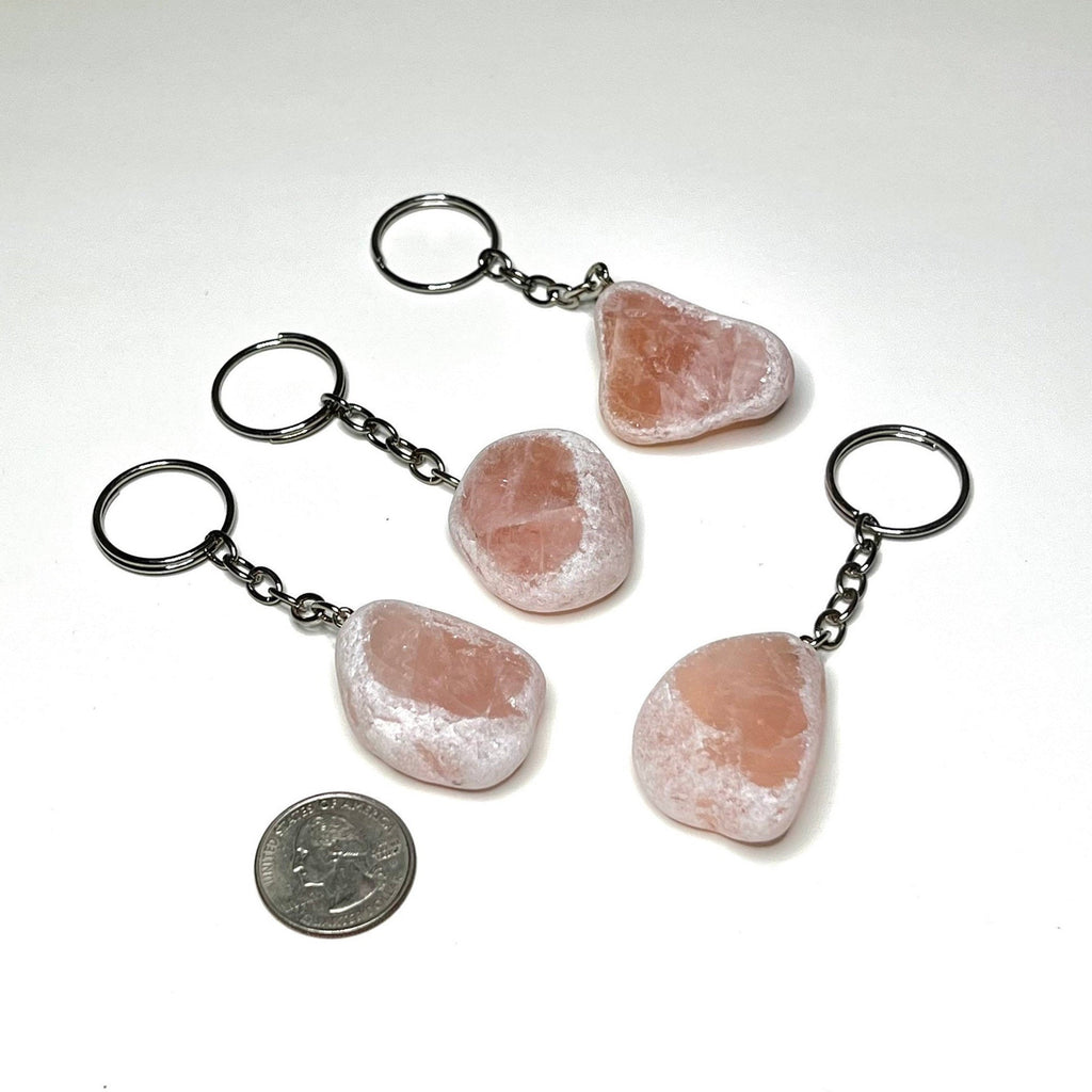 Tumbled Rose Quartz Crystal Keychain