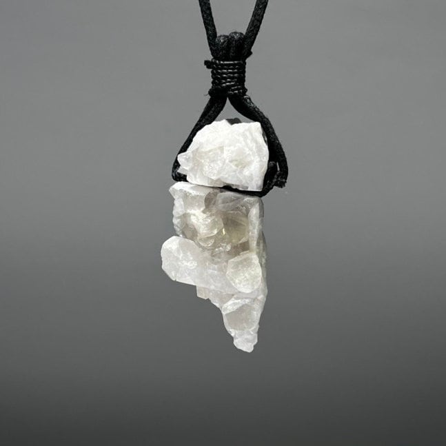 Clear Quartz Cluster Cord Necklace - Metaphysical Crystal Jewelry