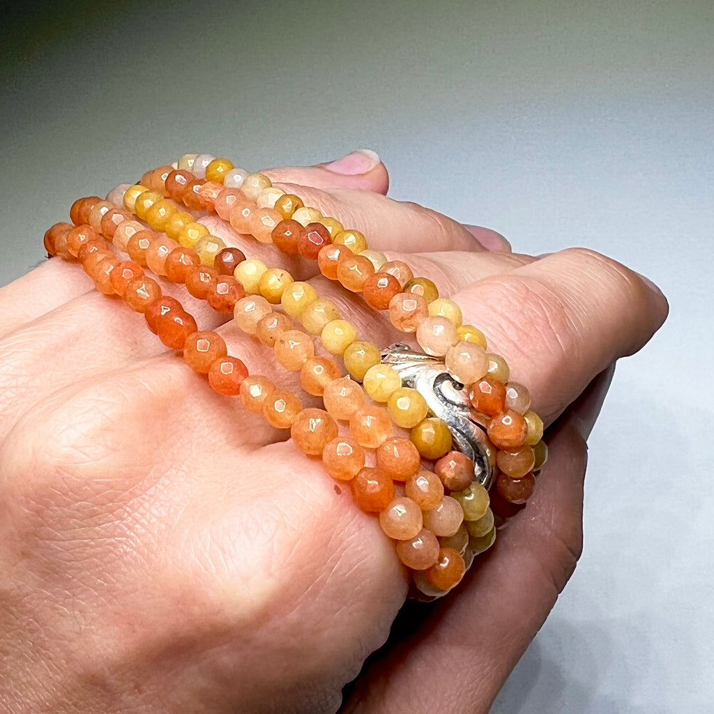 Honey Onyx 4mm Crystal Bracelet: Handmade Gemstone Beaded Bracelet
