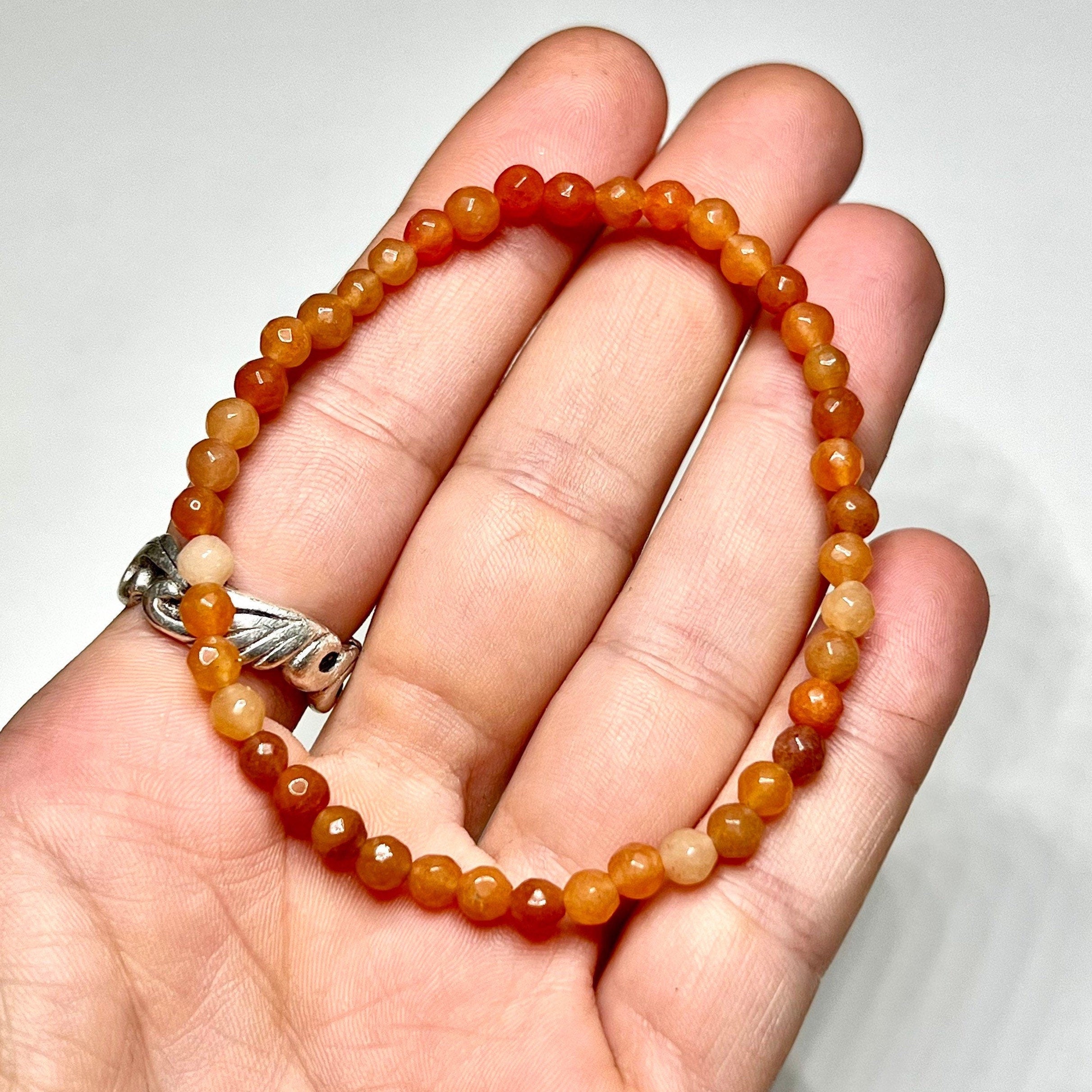 Honey Onyx 4mm Crystal Bracelet: Handmade Gemstone Beaded Bracelet
