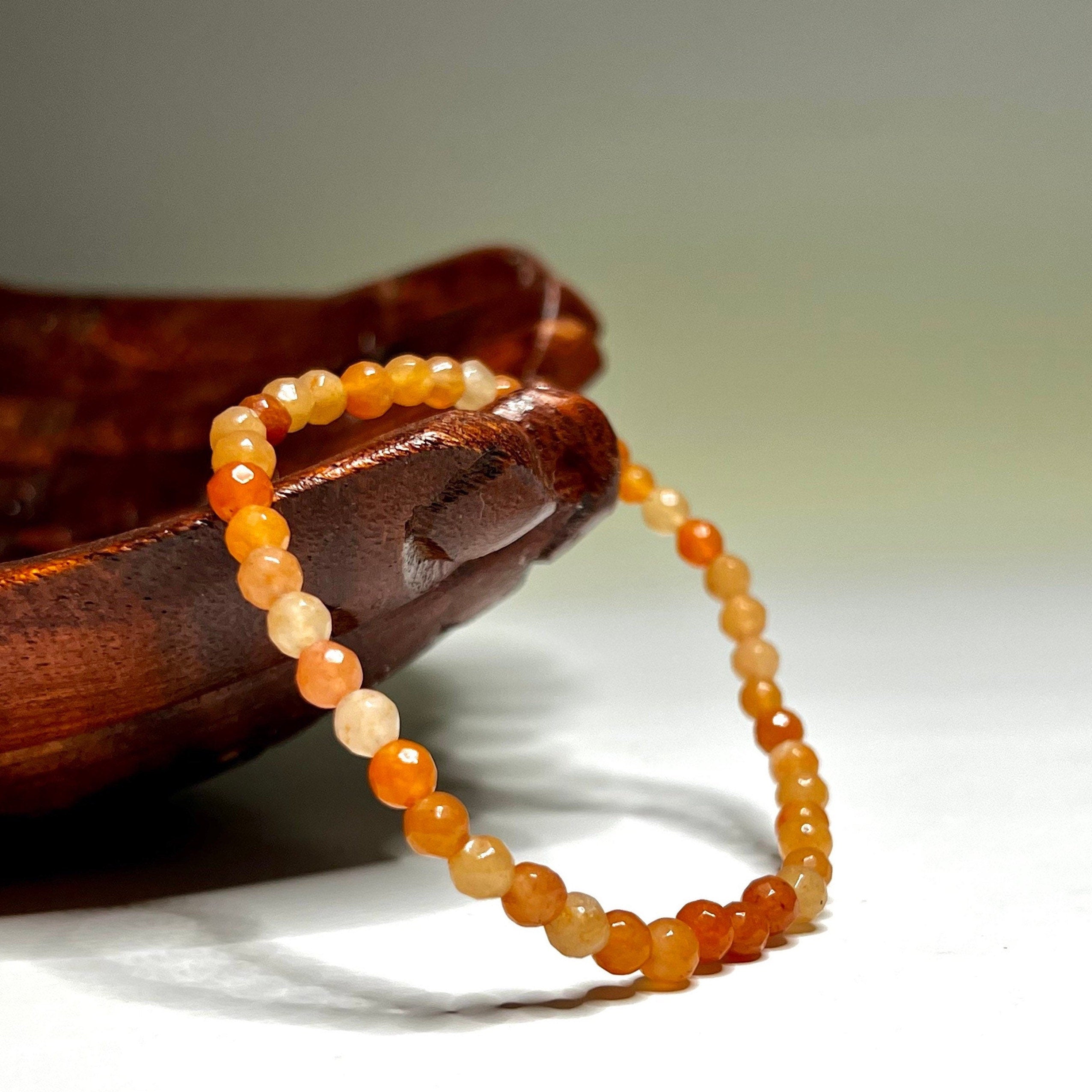 Honey Onyx 4mm Crystal Bracelet: Handmade Gemstone Beaded Bracelet