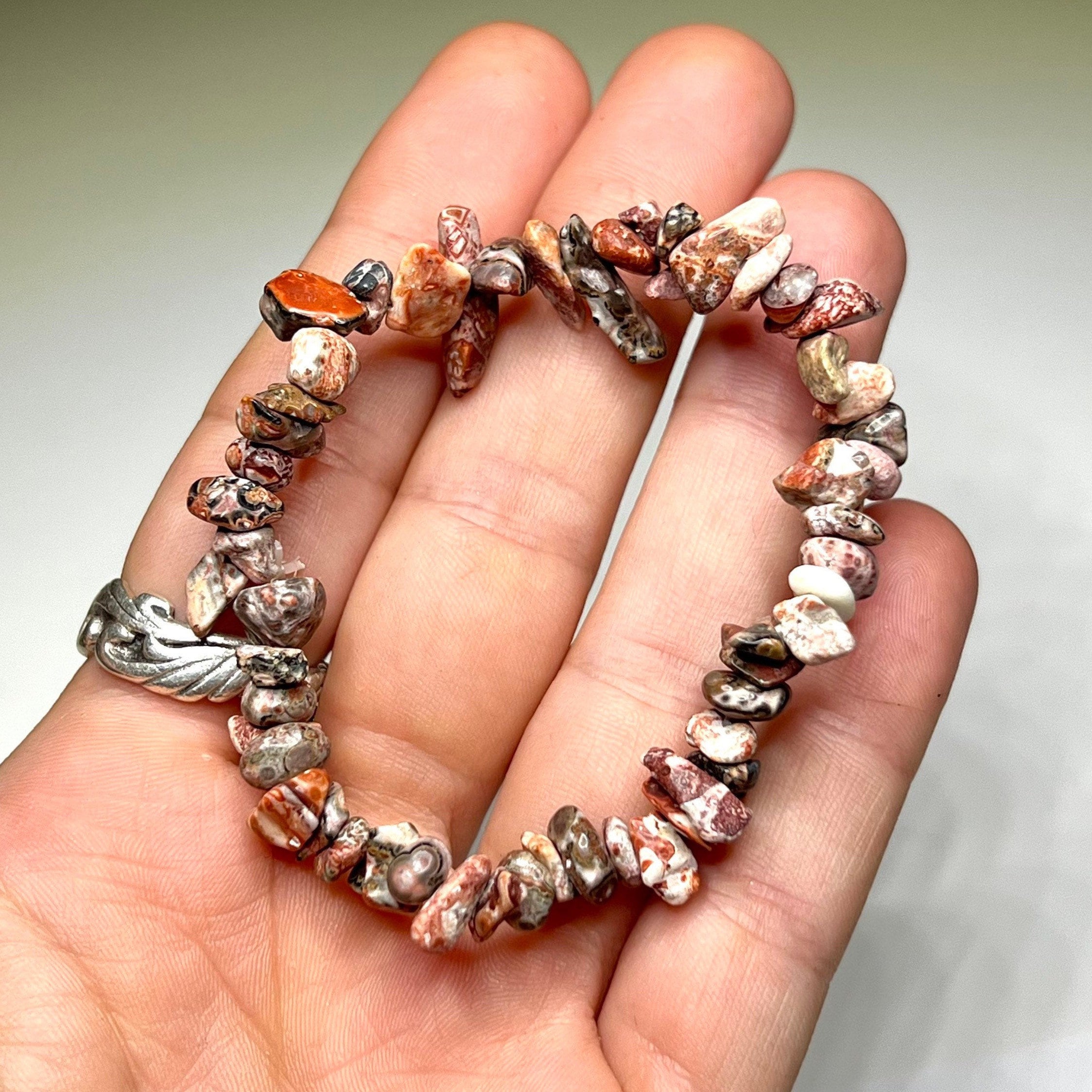 Leopardskin Jasper Crystal Chip Bracelet: Gemstone Beaded Jewelry