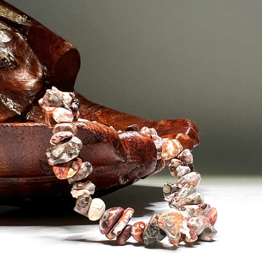 Leopardskin Jasper Crystal Chip Bracelet: Gemstone Beaded Jewelry