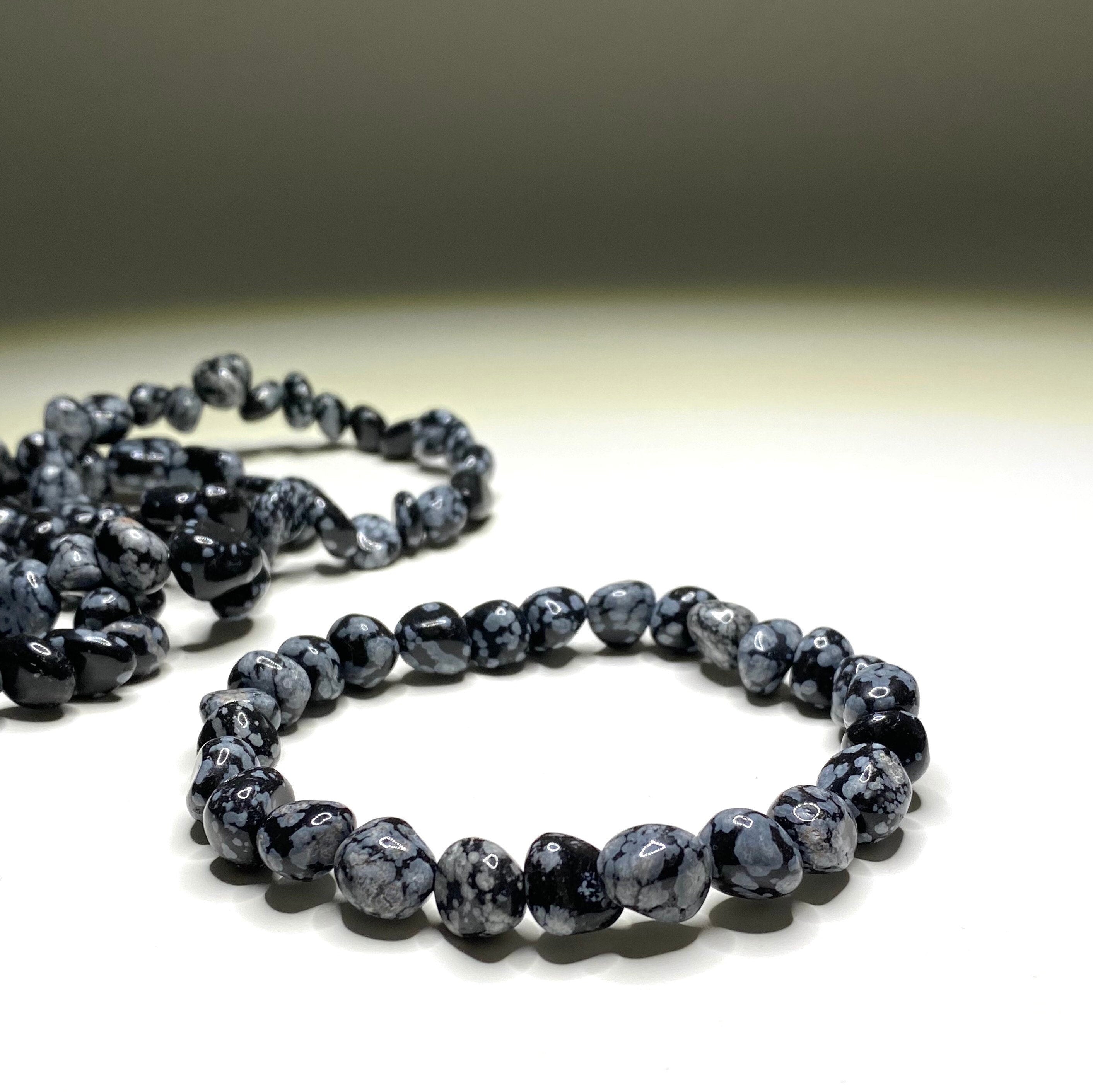 Snowflake Obsidian Crystal Bracelet: Handmade Gemstone Beaded Bracelet