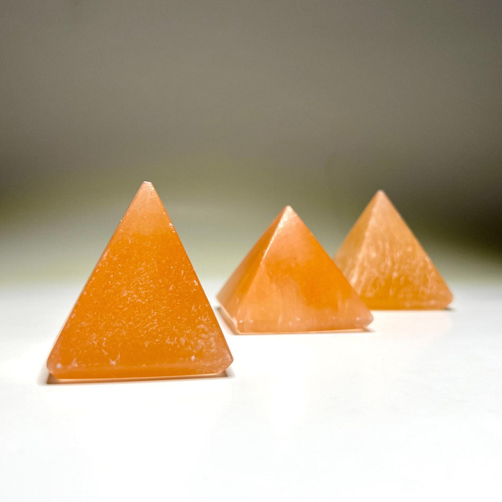 Orange Selenite Crystal Pyramid, Selenite Pyramid Charging Station