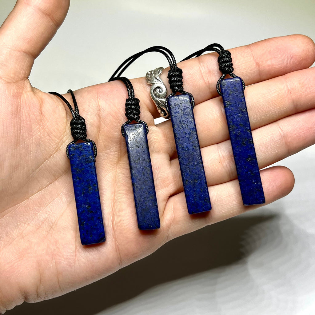 Lapis Lazuli Pendant Necklace, Handmade Crystal Cord Necklace