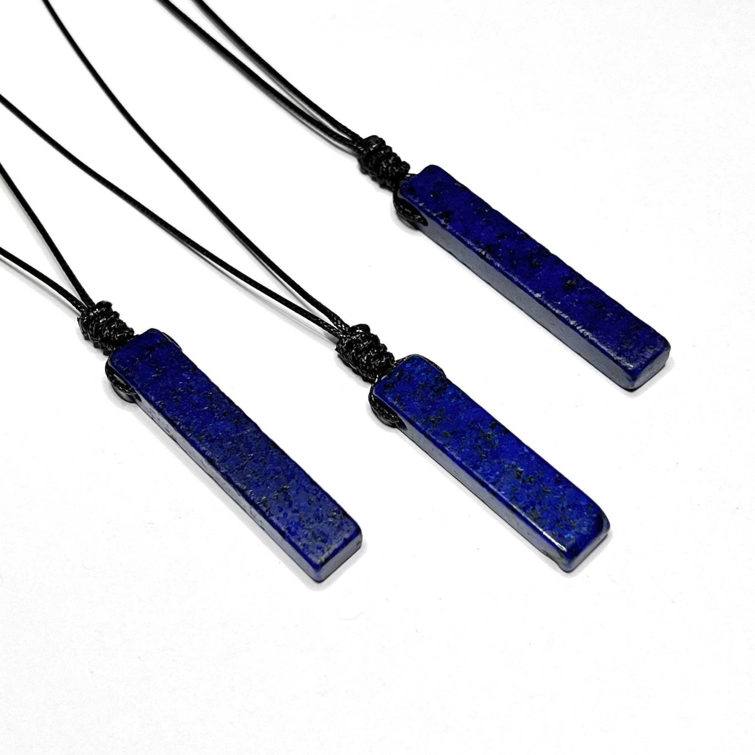 Lapis Lazuli Pendant Necklace, Handmade Crystal Cord Necklace