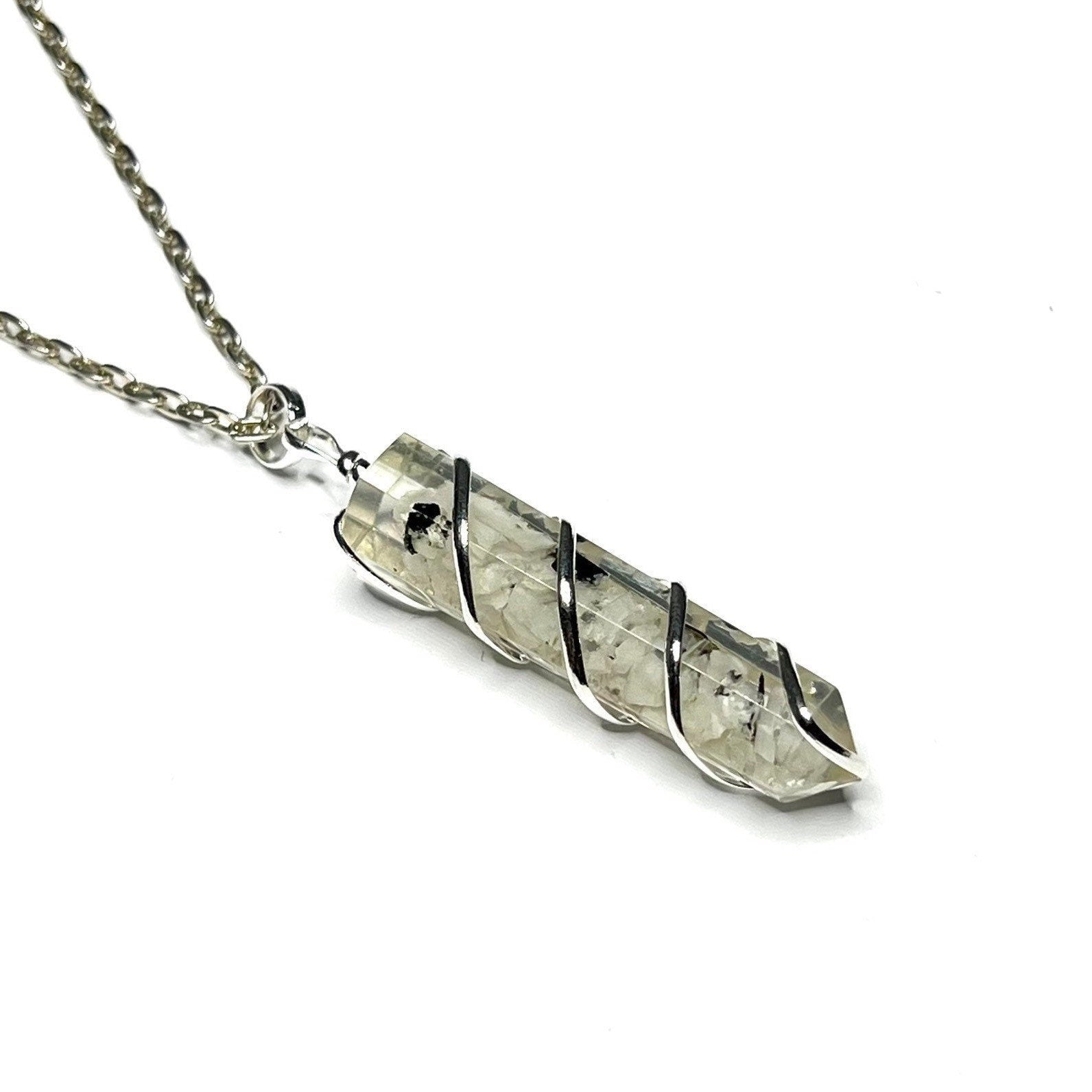 Moonstone in Orgonite Wire Wrapped Pendant Necklace