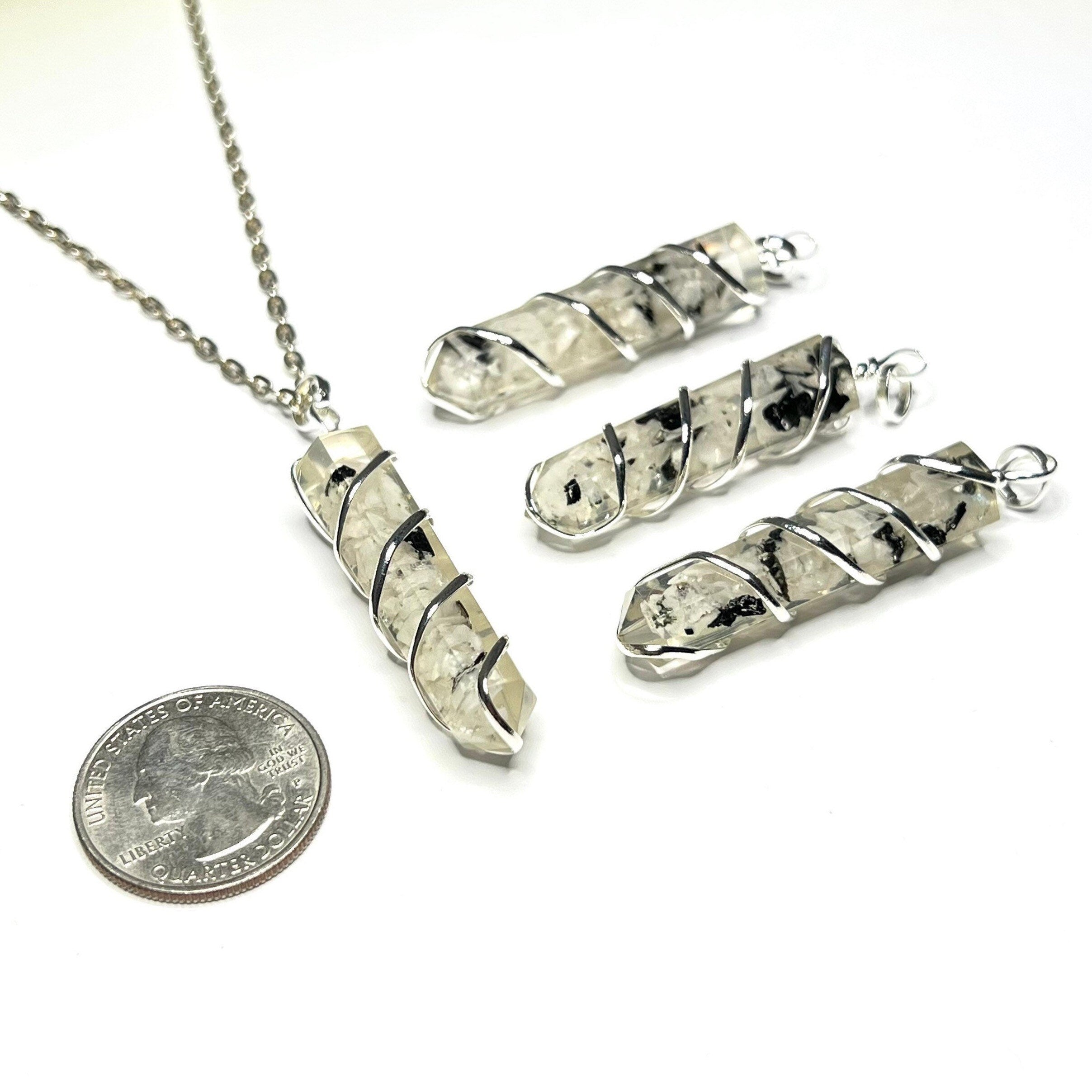 Moonstone in Orgonite Wire Wrapped Pendant Necklace