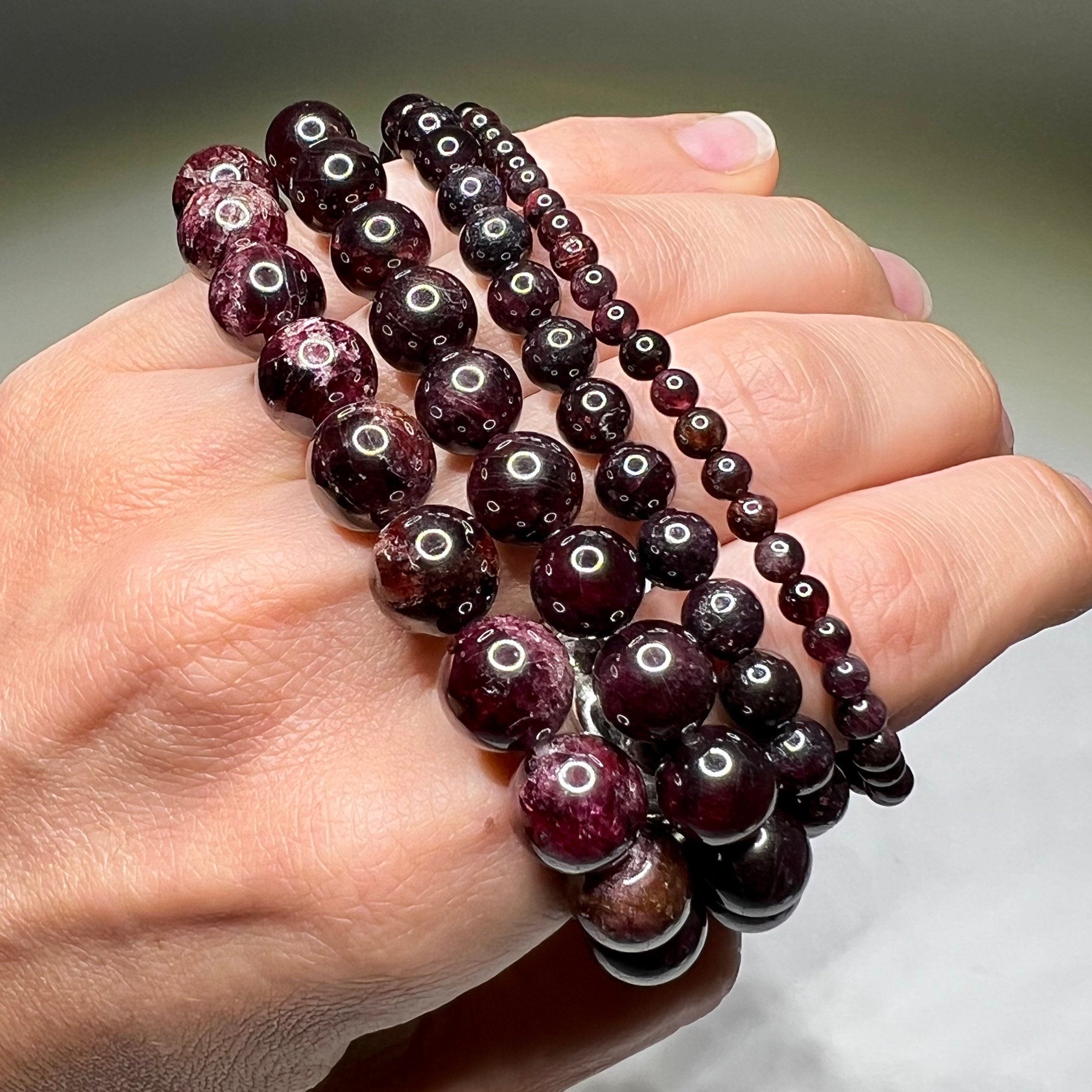 Garnet Crystal Bracelet: Handmade Gemstone Beaded Bracelet - #2