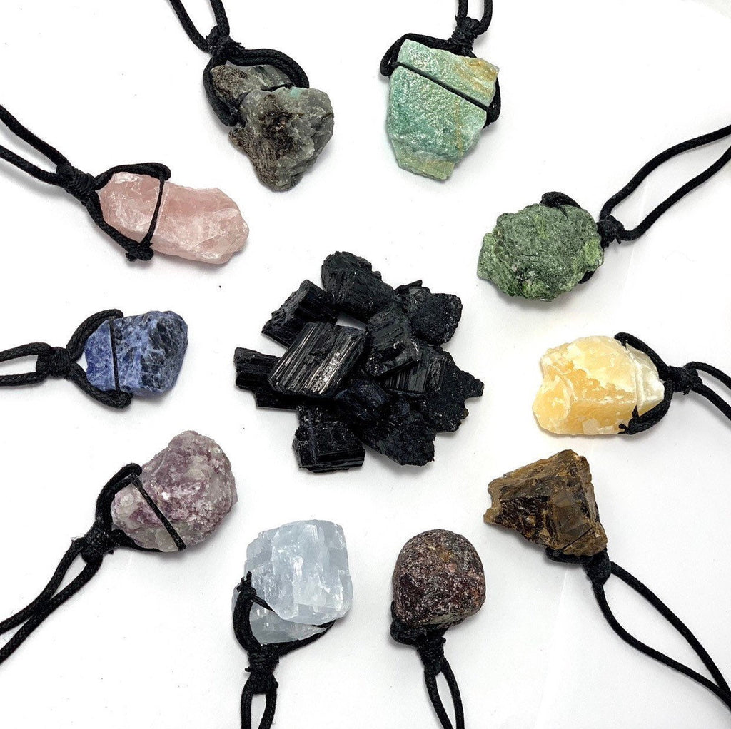 Raw Gemstone Cord Necklace, Choose Your Gemstone!