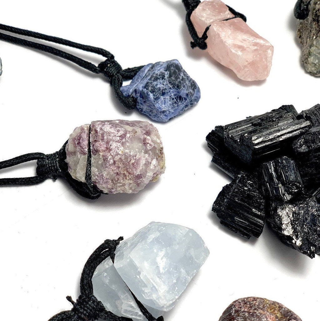 Raw Gemstone Cord Necklace, Choose Your Gemstone!