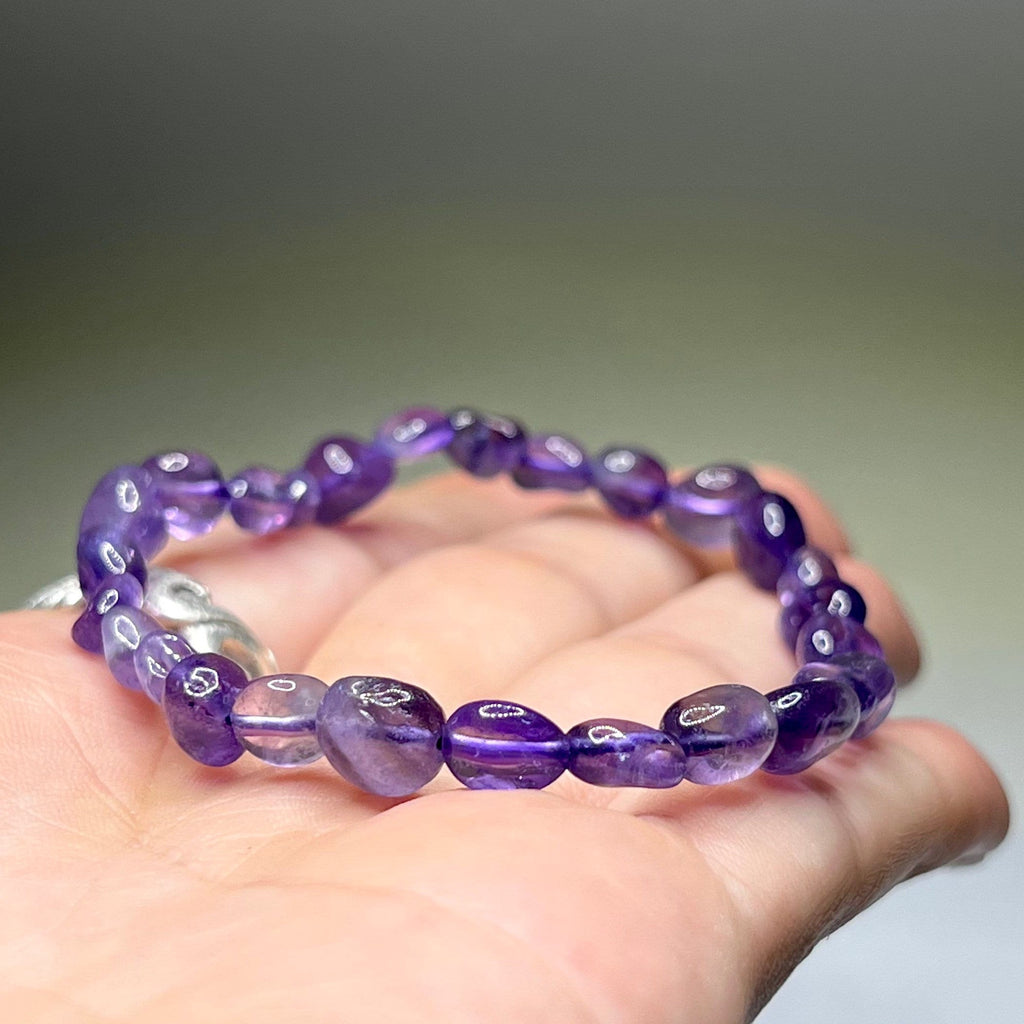 Amethyst Crystal Bracelet: 6mm Handmade Gemstone Beaded Bracelet