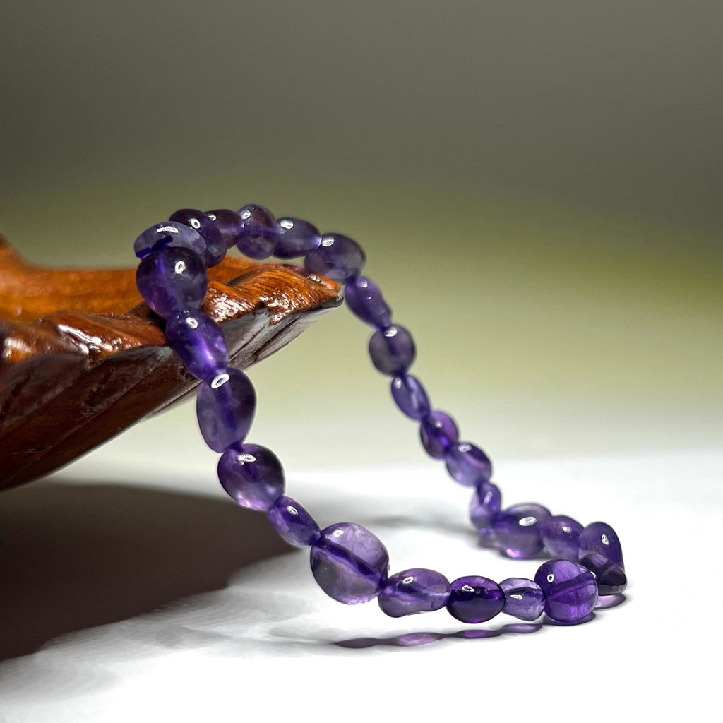 Amethyst Crystal Bracelet: 6mm Handmade Gemstone Beaded Bracelet