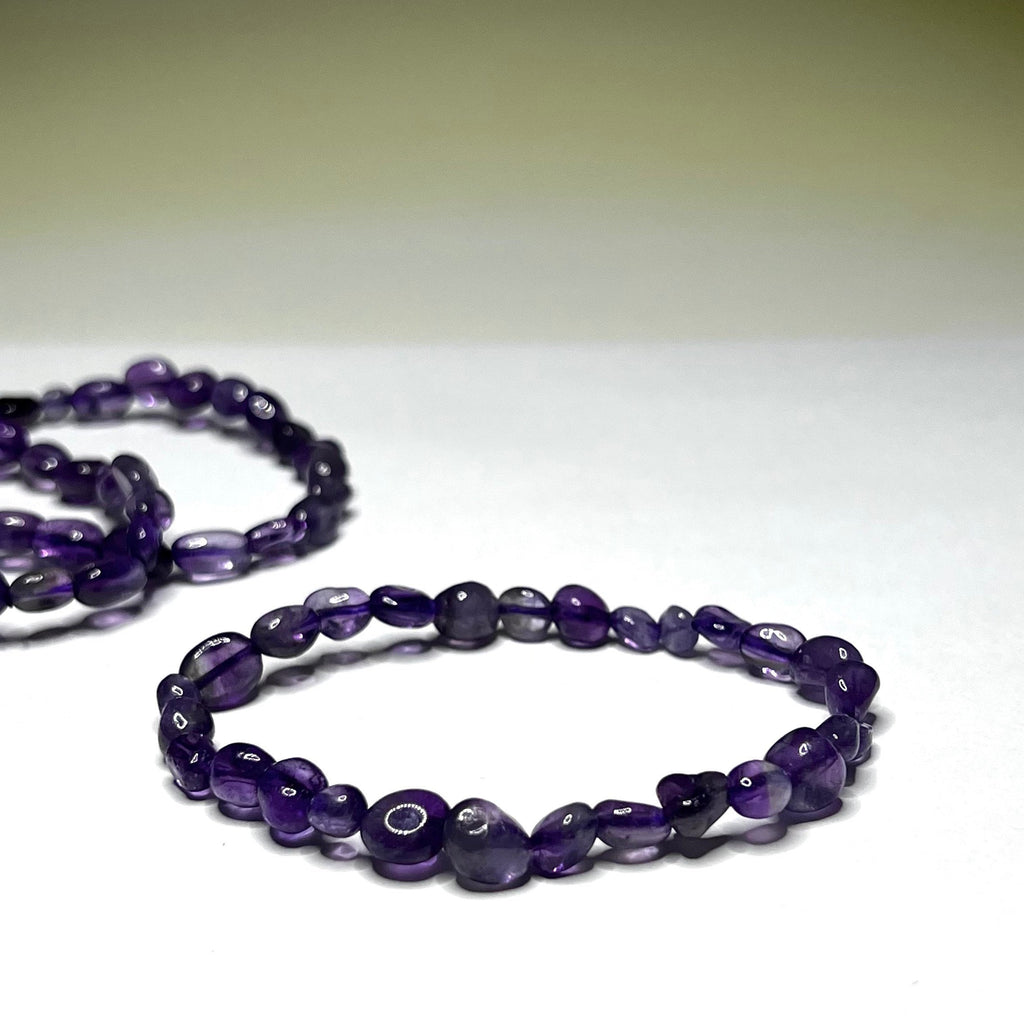 Amethyst Crystal Bracelet: 6mm Handmade Gemstone Beaded Bracelet