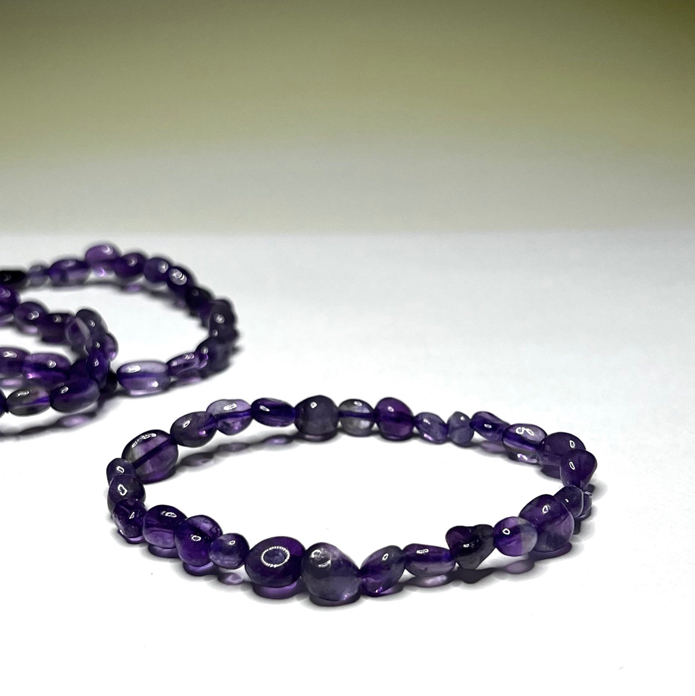 Amethyst Crystal Bracelet: 6mm Handmade Gemstone Beaded Bracelet