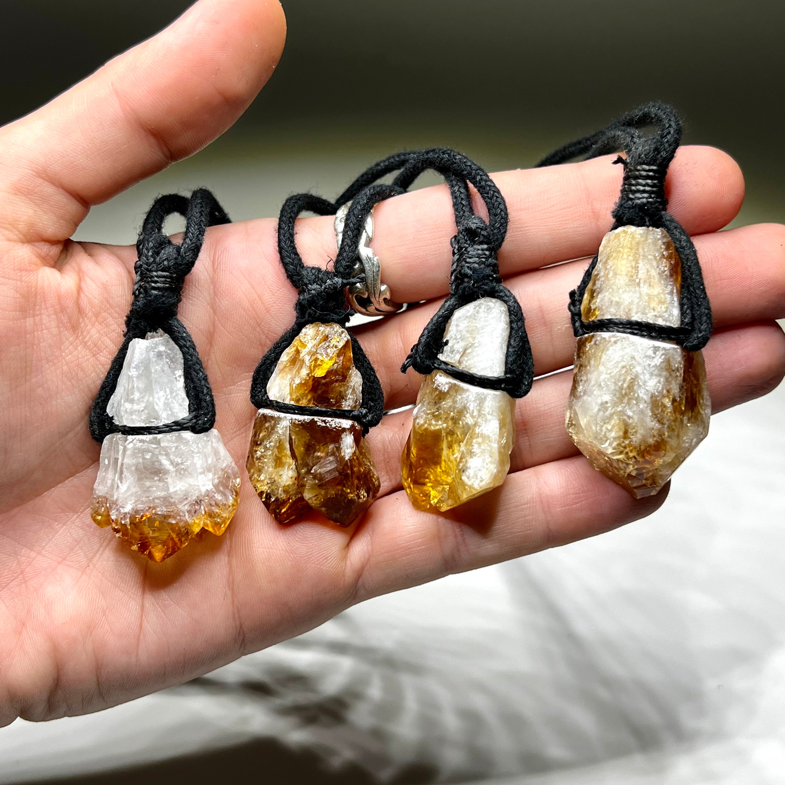 Citrine Crystal Point Pendant Necklace