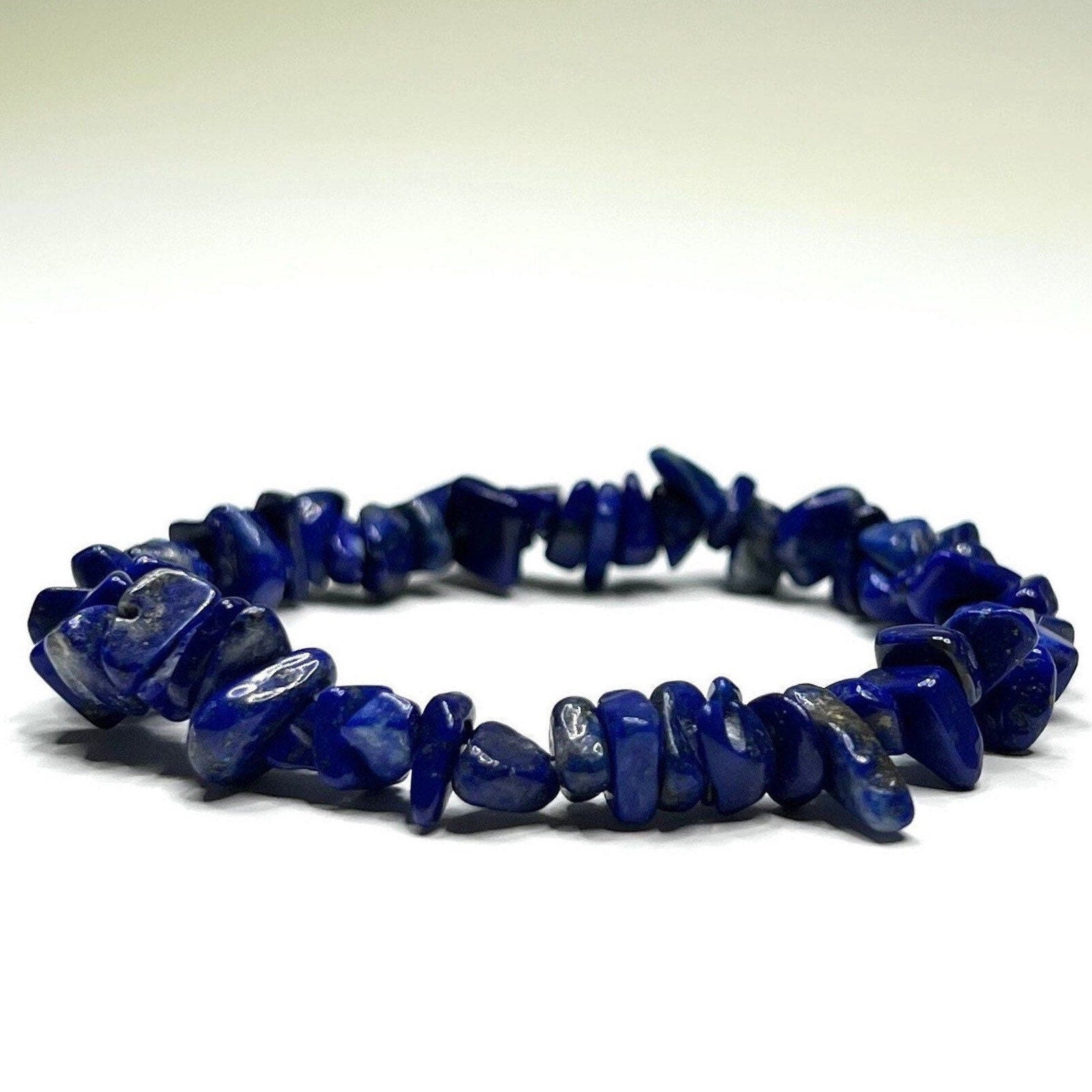 Lapis Lazuli Crystal Chip Bracelet: Gemstone Beaded Stretch Bracelet