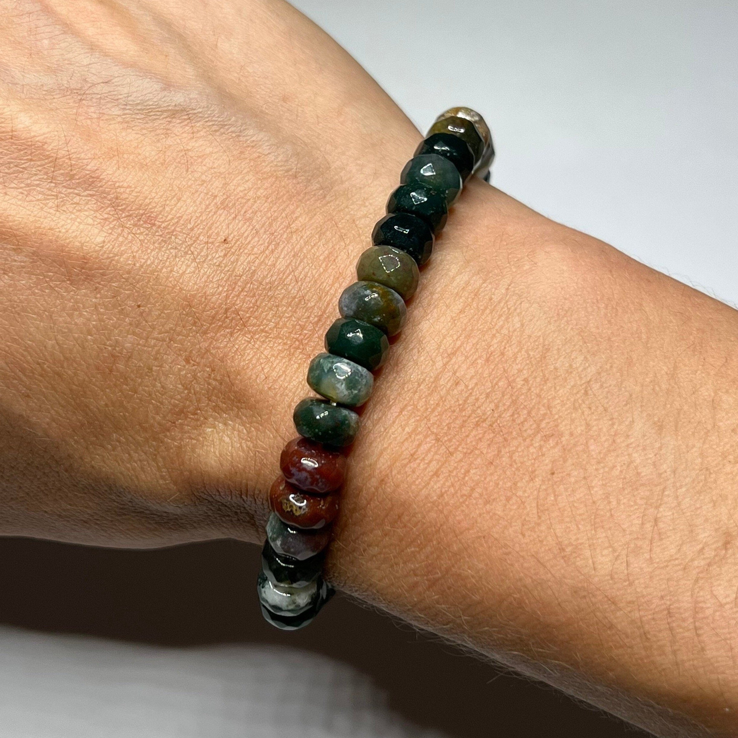 Faceted Fancy Jasper Bracelet: 8mm Rondelle Crystal Beads