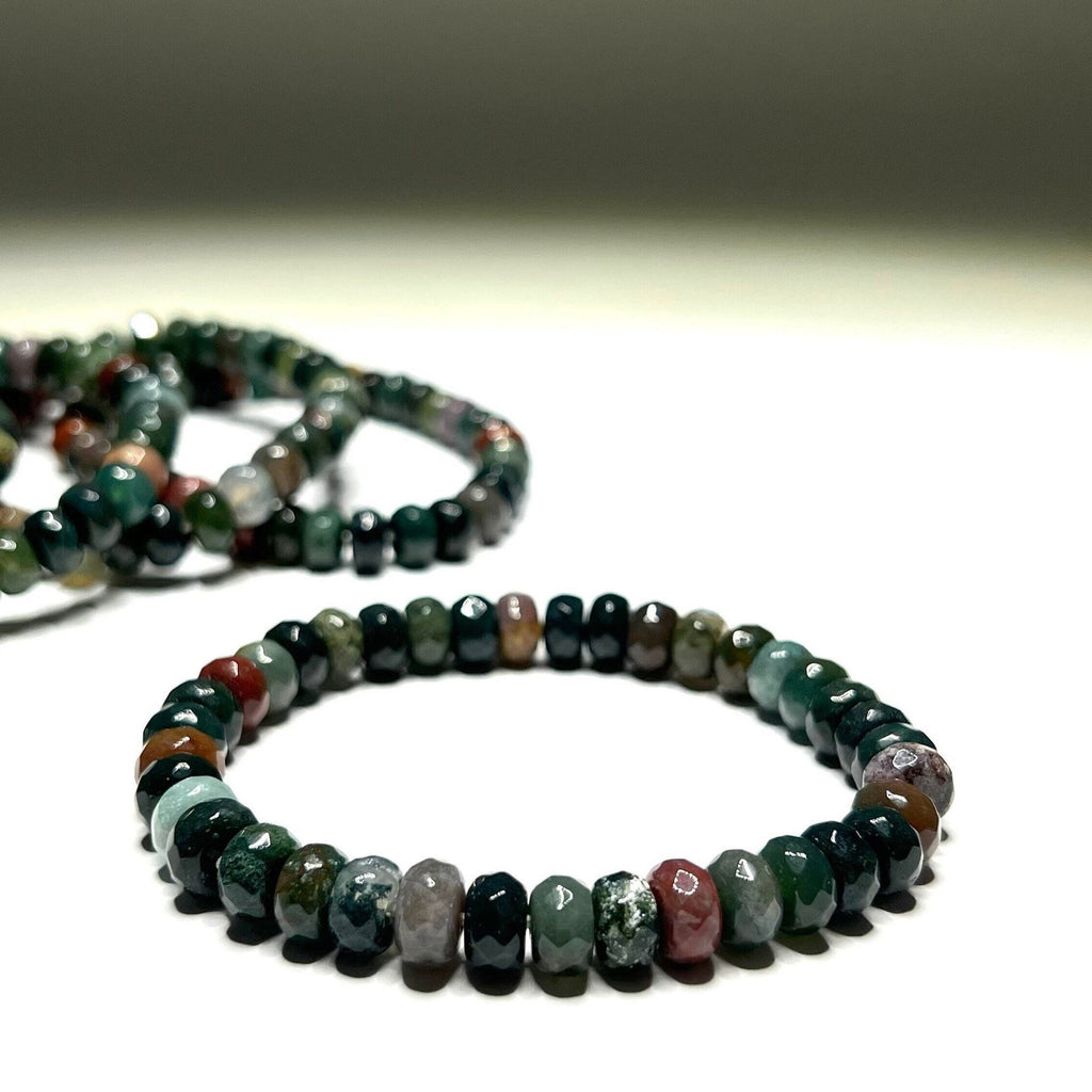 Faceted Fancy Jasper Bracelet: 8mm Rondelle Crystal Beads
