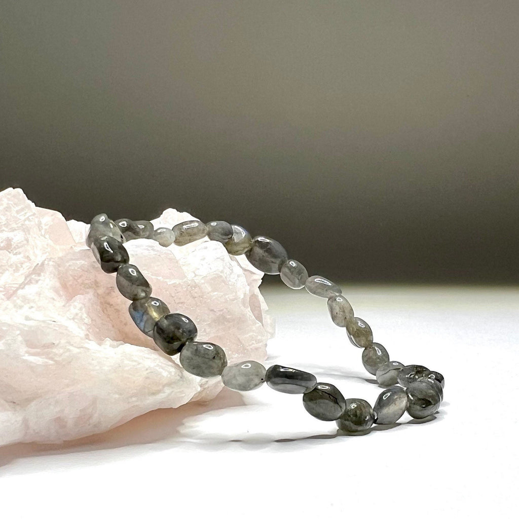Labradorite Crystal Bracelet: Tumbled Gemstone Stretch Bracelet
