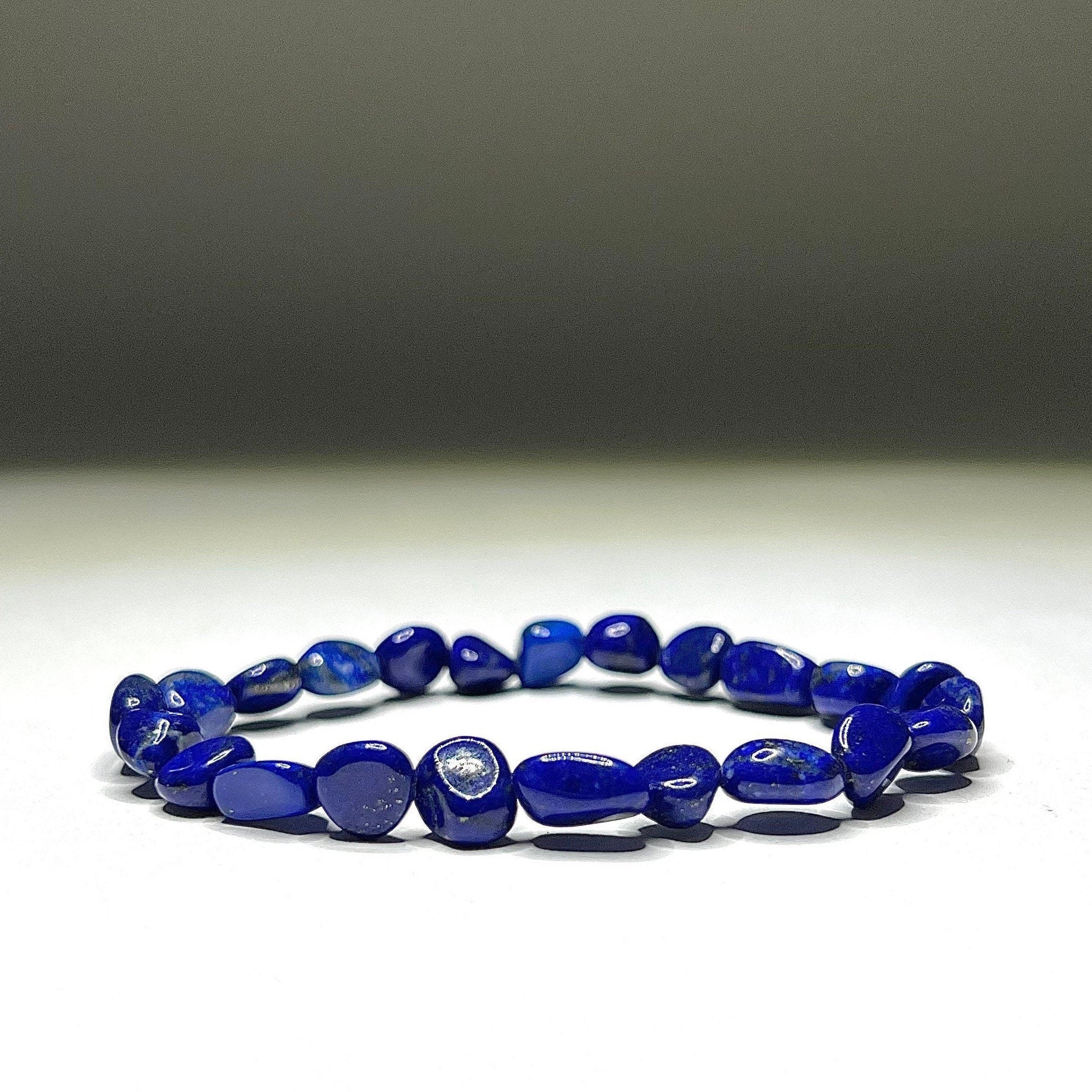 Lapis Lazuli Crystal Bracelet: Handmade Tumbled Gemstone Bracelet