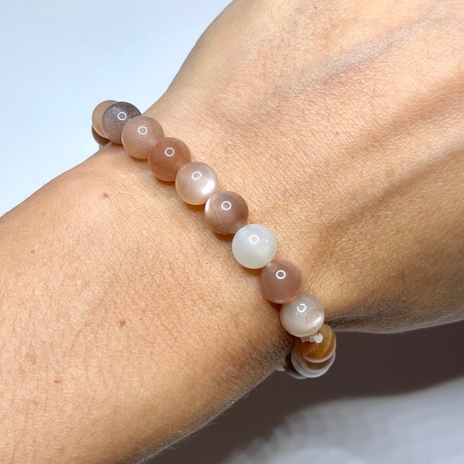 Handmade Multi Moonstone Crystal Bracelet - 6mm, 8mm options