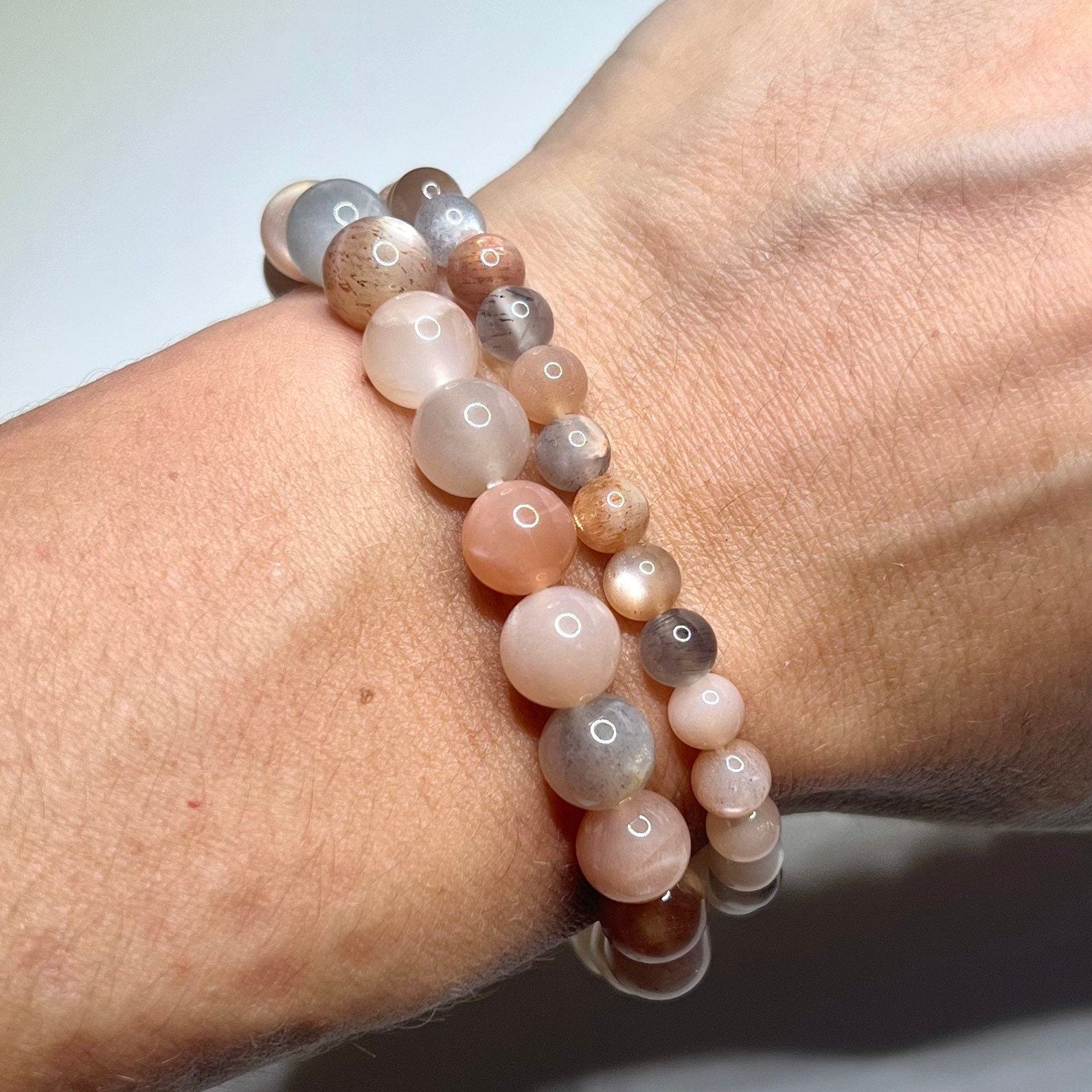 Handmade Multi Moonstone Crystal Bracelet - 6mm, 8mm options