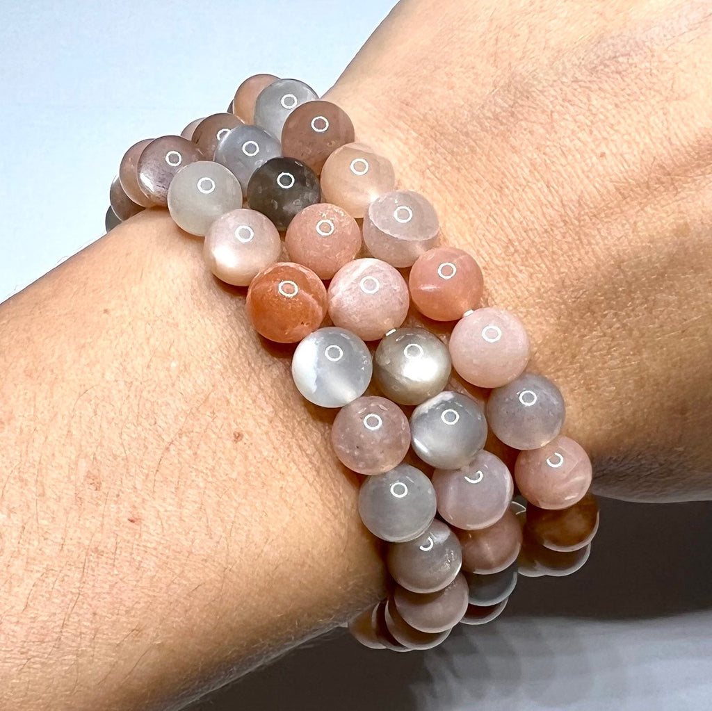 Handmade Multi Moonstone Crystal Bracelet - 6mm, 8mm options