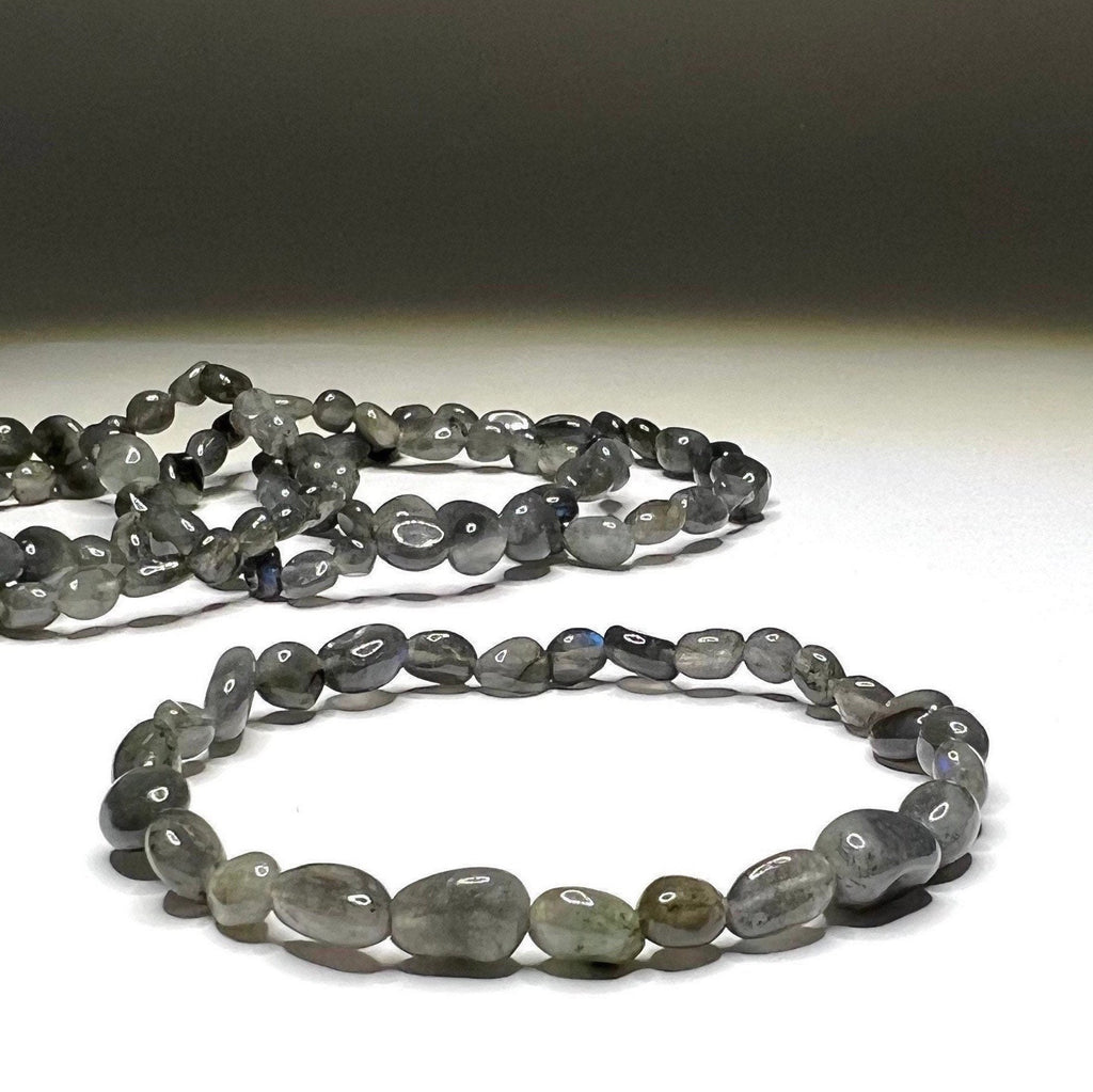 Labradorite Crystal Bracelet: Tumbled Gemstone Stretch Bracelet