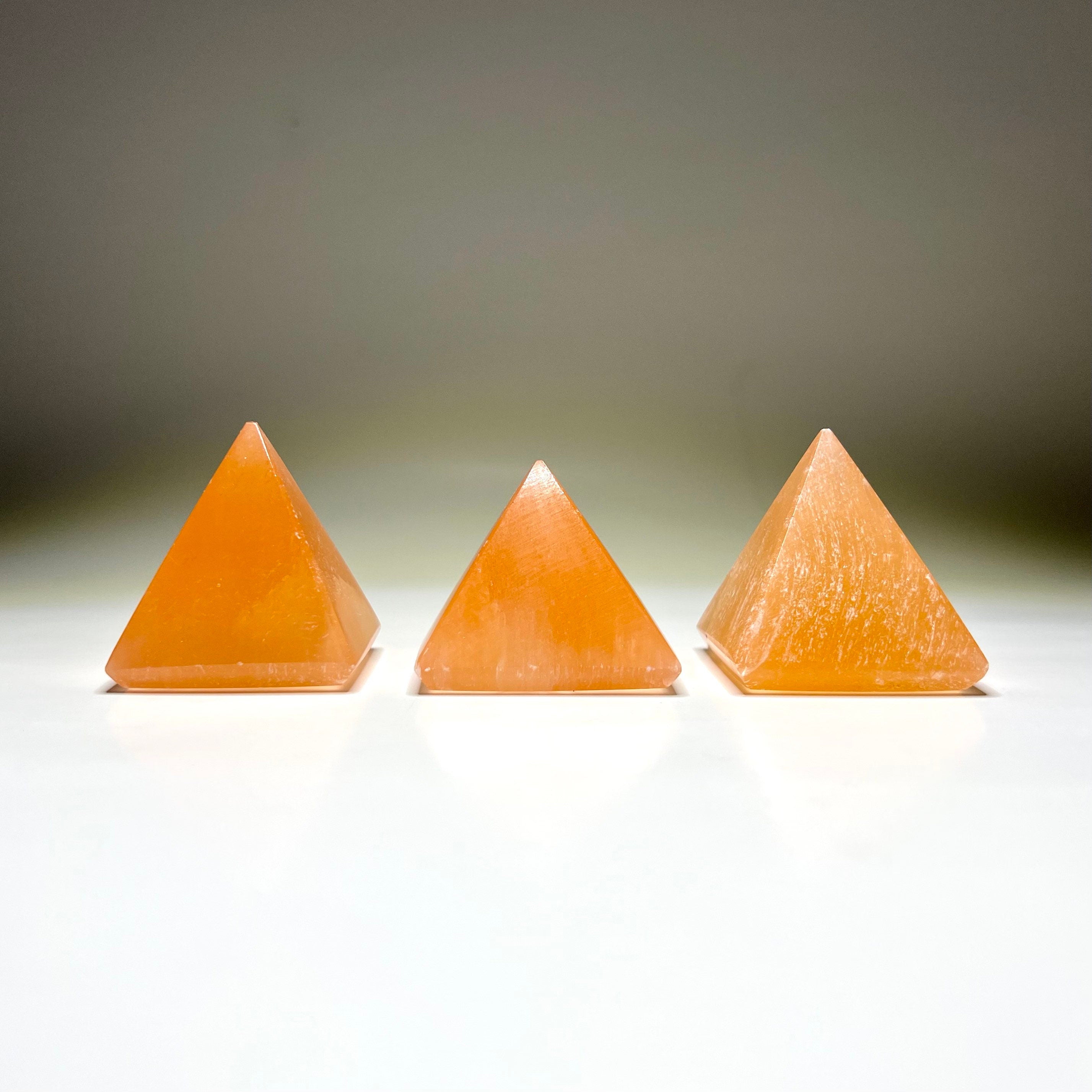 Orange Selenite Crystal Pyramid, Selenite Pyramid Charging Station