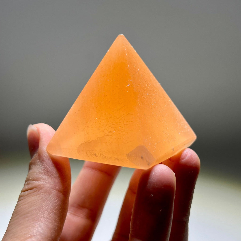 Orange Selenite Crystal Pyramid, Selenite Pyramid Charging Station