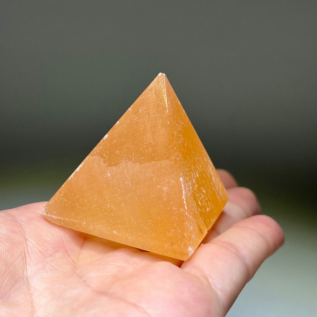 Orange Selenite Crystal Pyramid, Selenite Pyramid Charging Station
